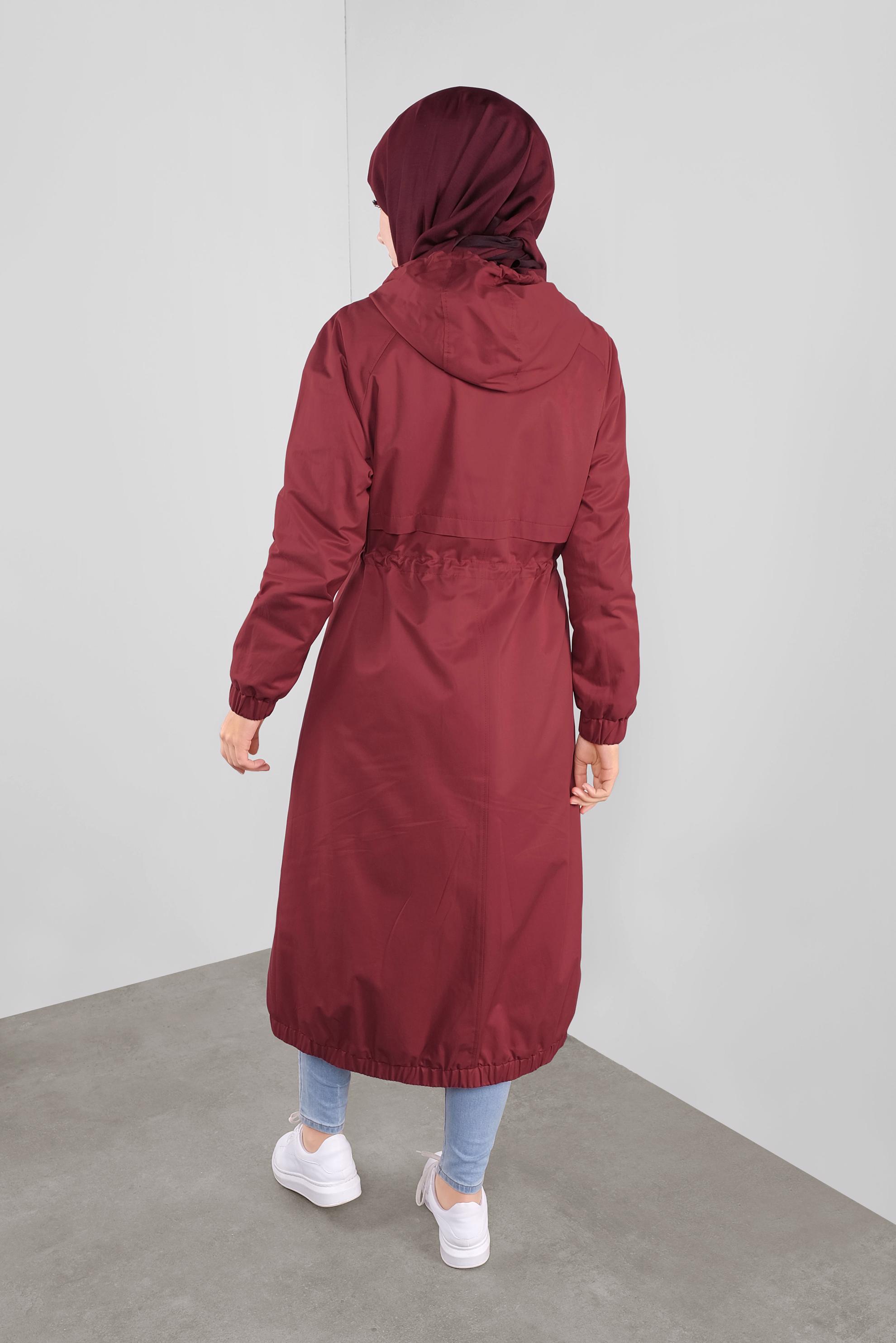 Vêtements hijab ROUGE BORDEAUX PARKA TAILLE À SMOCKS 90128 