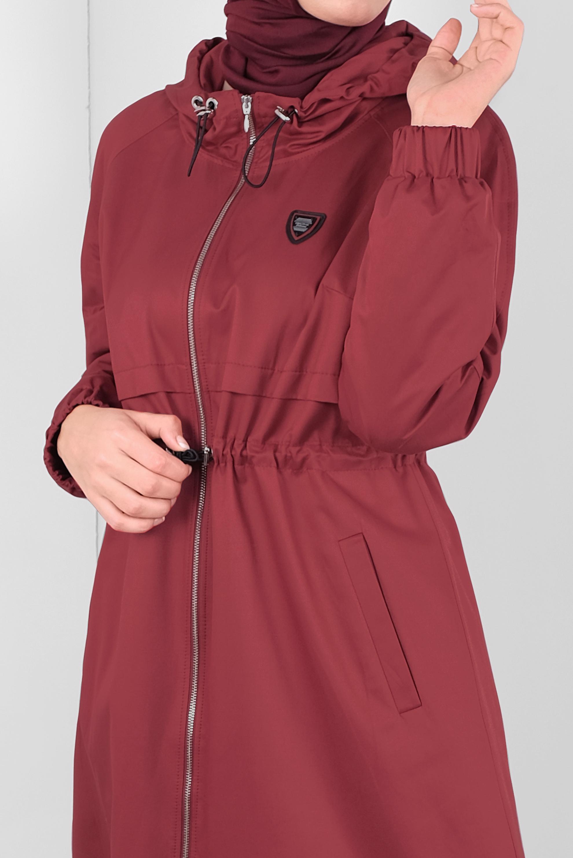 Vêtements hijab ROUGE BORDEAUX PARKA TAILLE À SMOCKS 90128 