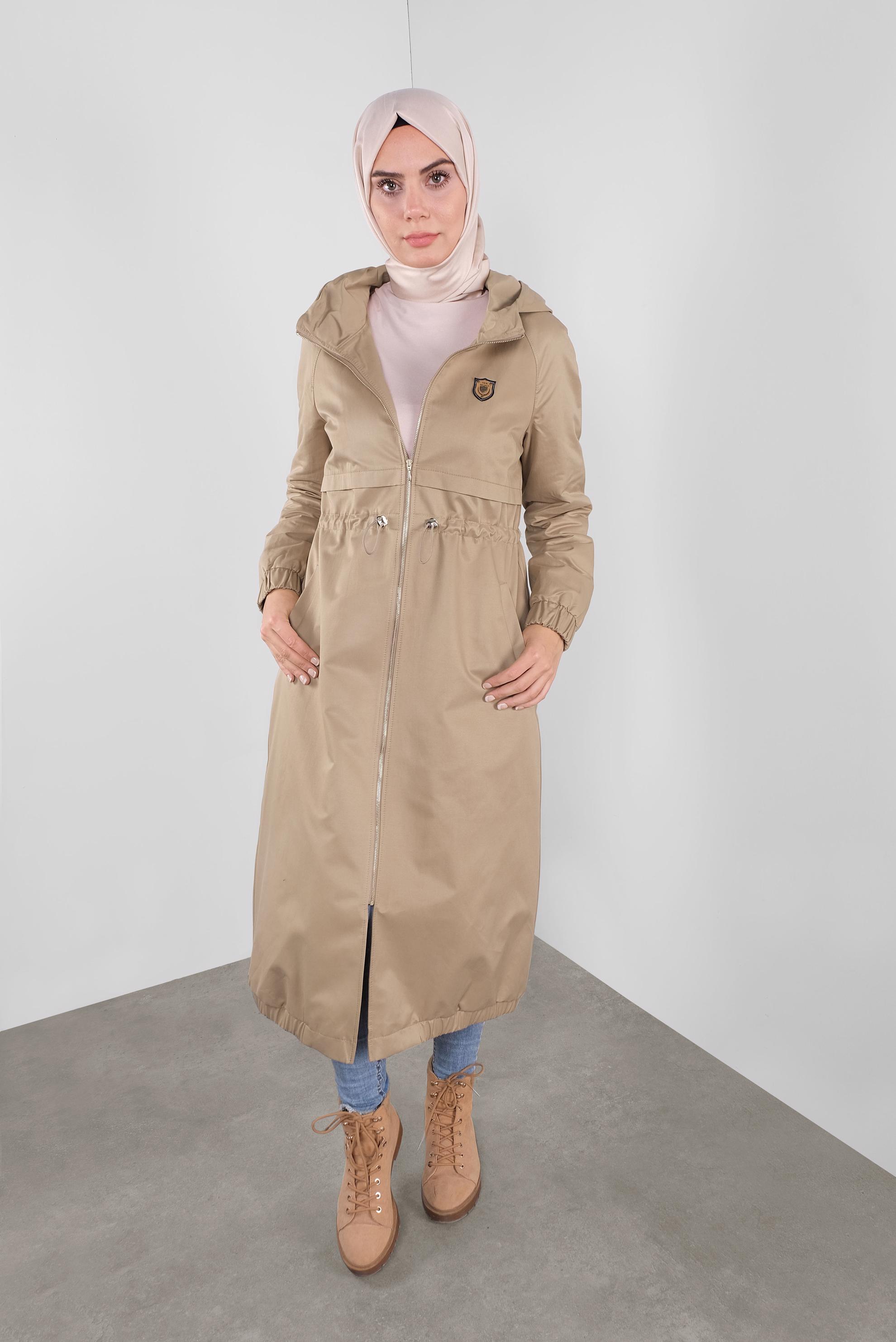 Vêtements hijab BRUN PARKA TAILLE À SMOCKS 90128 