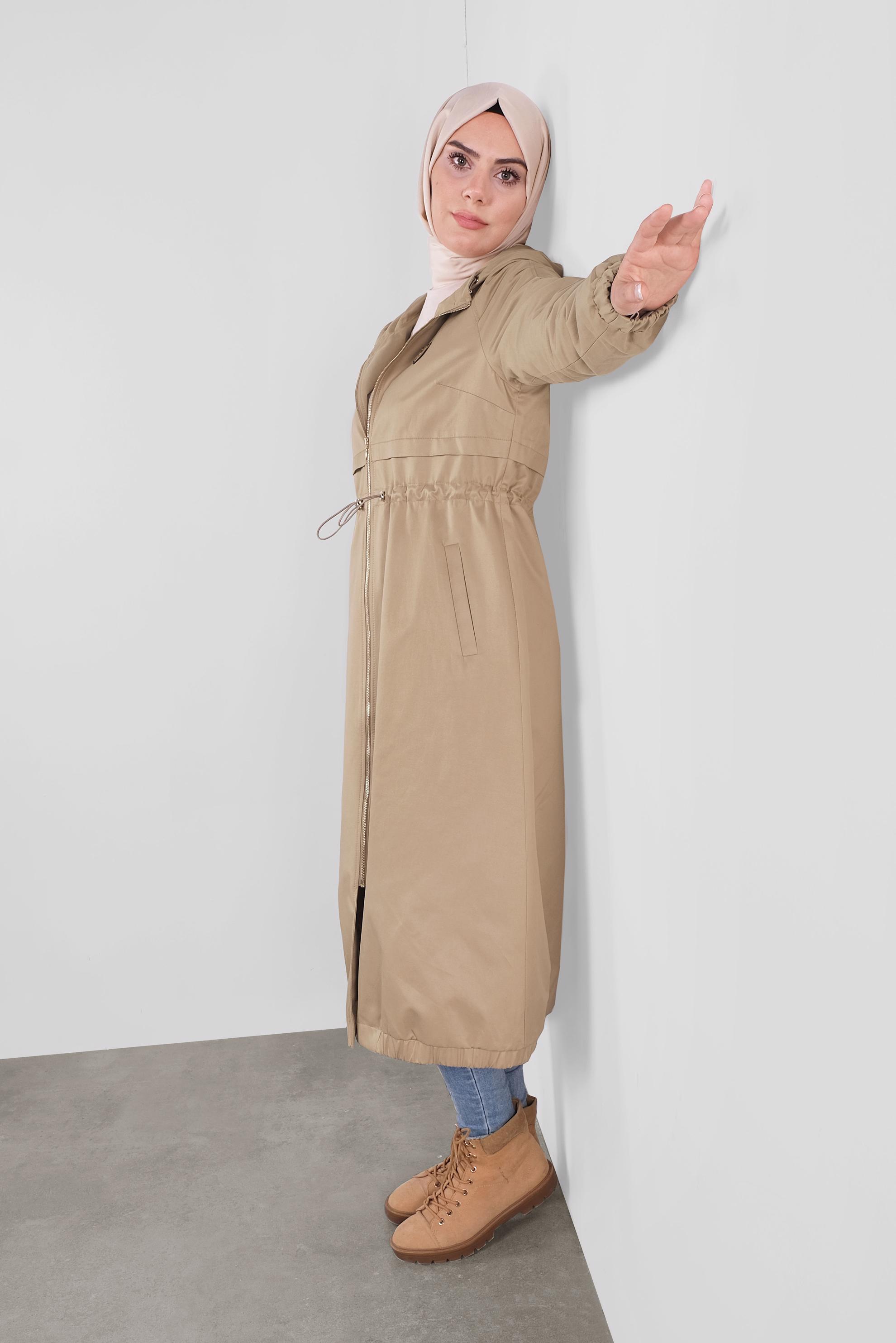 Vêtements hijab BRUN PARKA TAILLE À SMOCKS 90128 