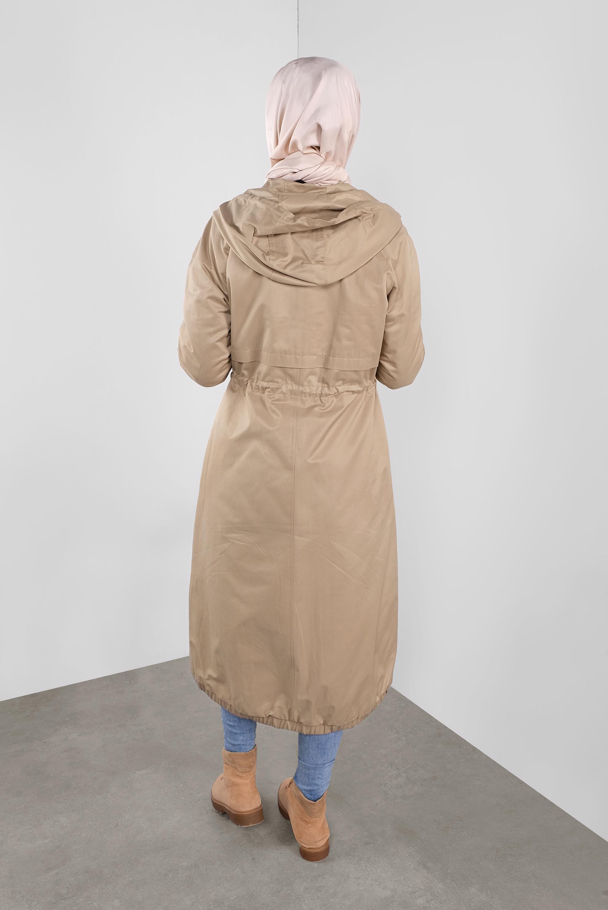Vêtements hijab BRUN PARKA TAILLE À SMOCKS 90128 