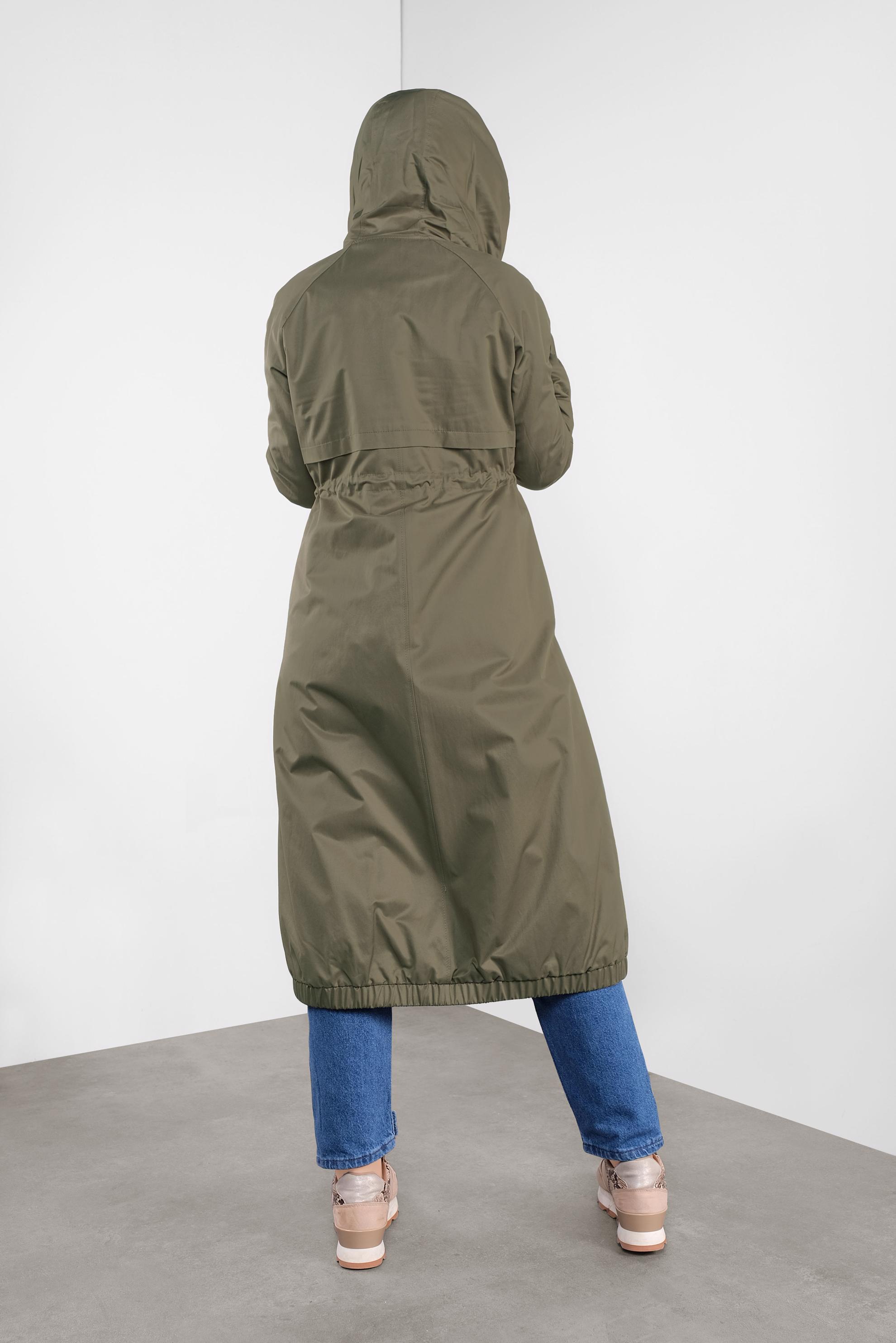 Hijab clothing KHAKI SMOCKED-WAIST COAT 90128 