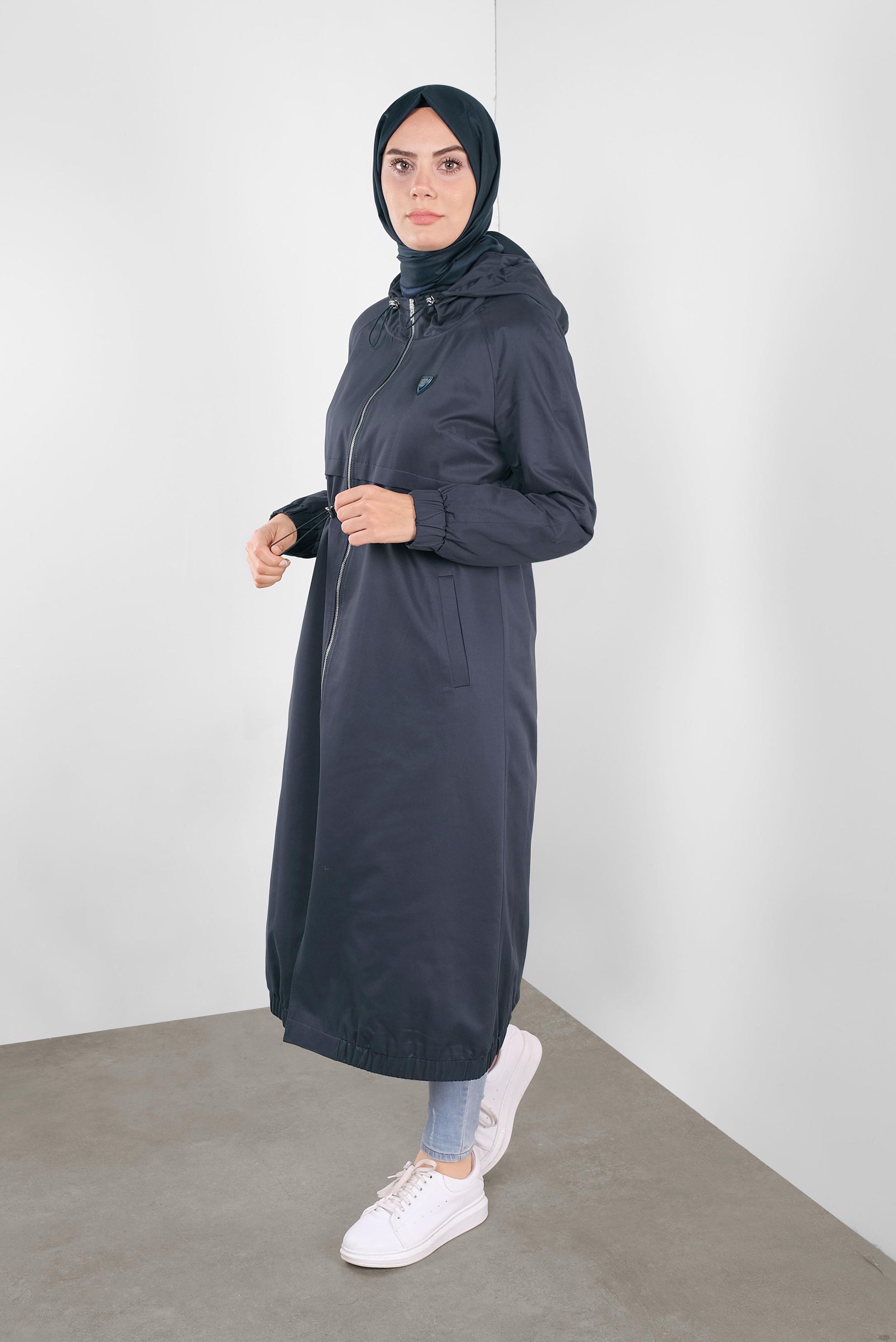 Vêtements hijab BLEU MARINE PARKA TAILLE À SMOCKS 90128 