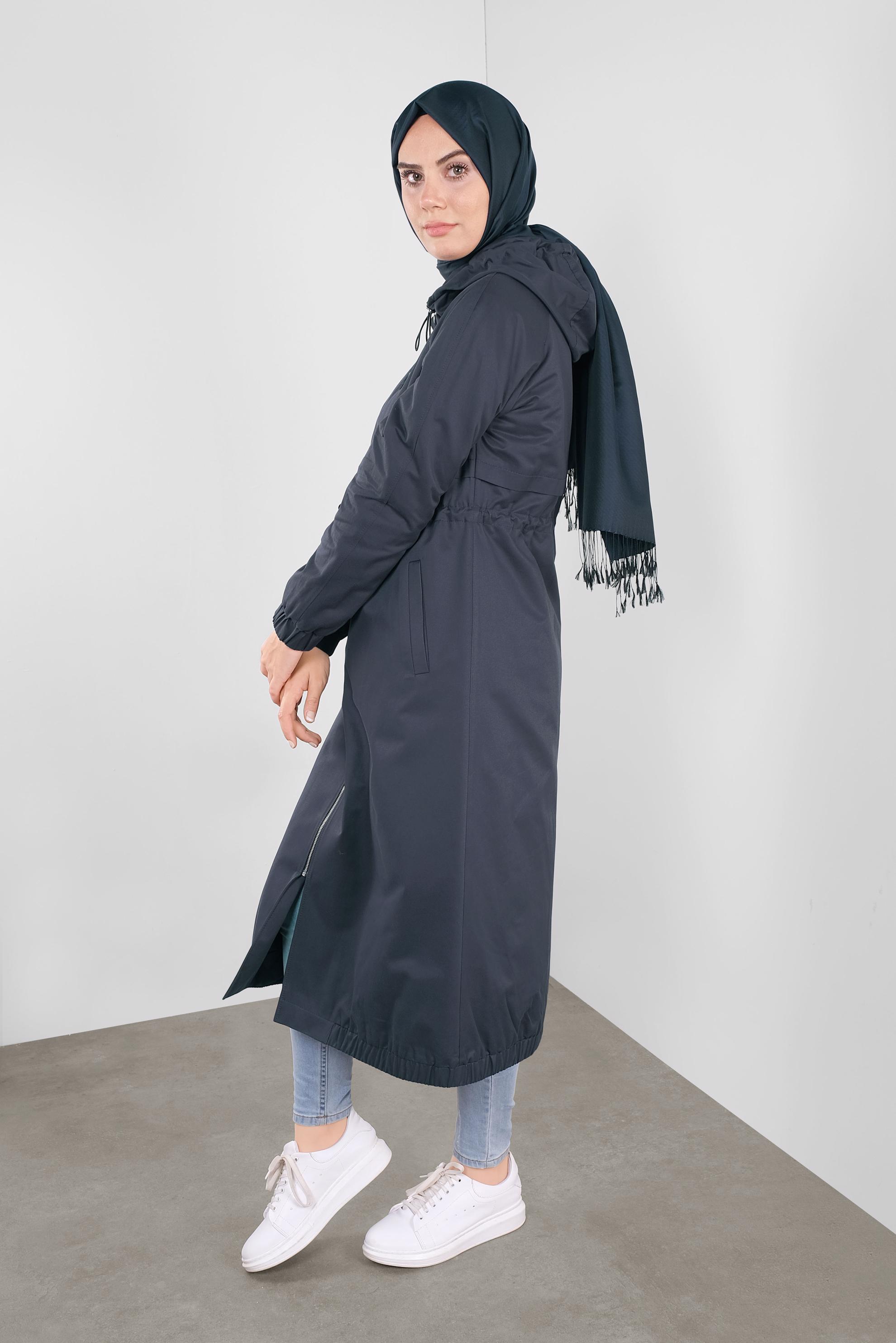 Vêtements hijab BLEU MARINE PARKA TAILLE À SMOCKS 90128 