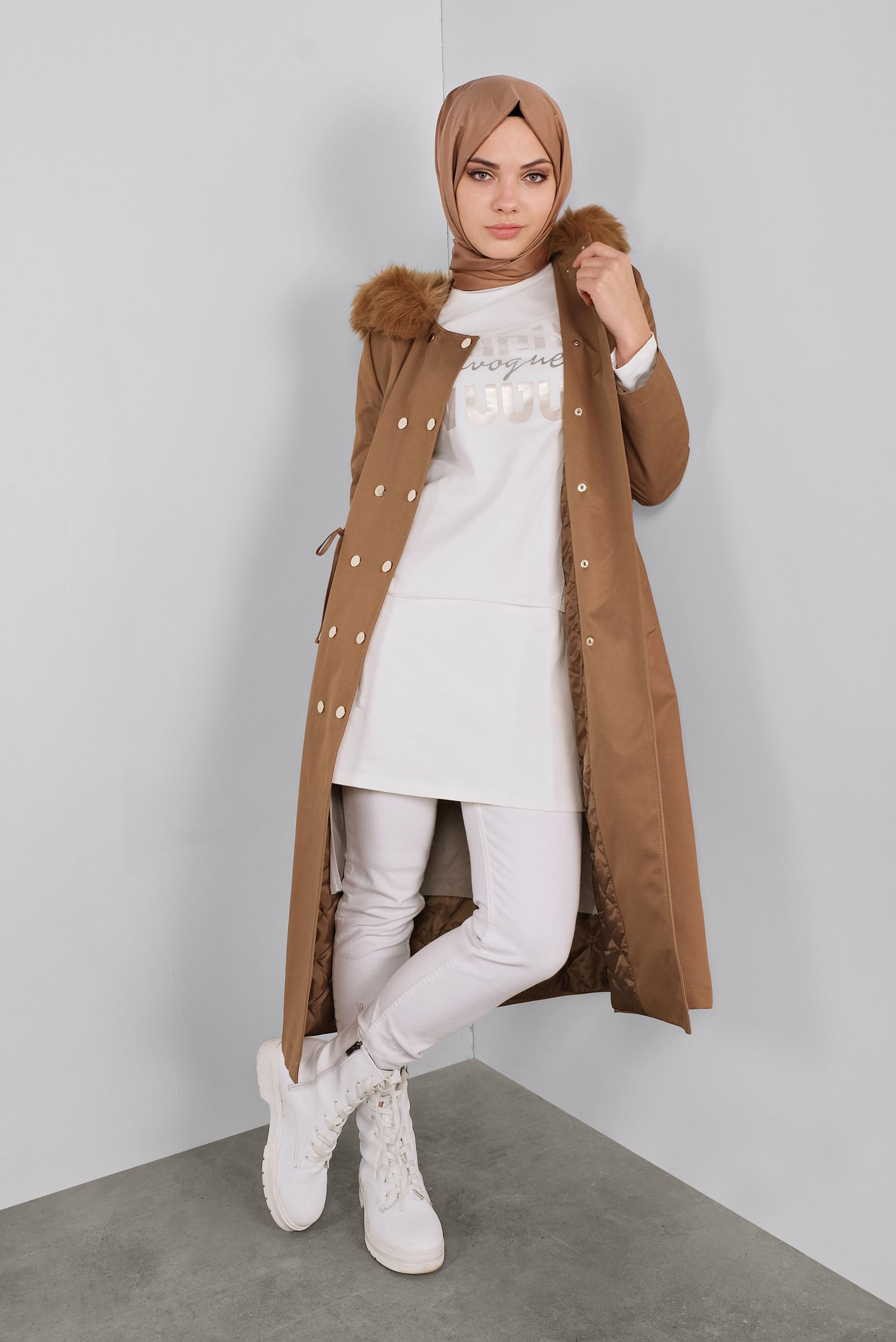 Vêtements hijab TABA PARKA À TAILLE-BOULLIONNÉE AVEC CAPUCHE 90133