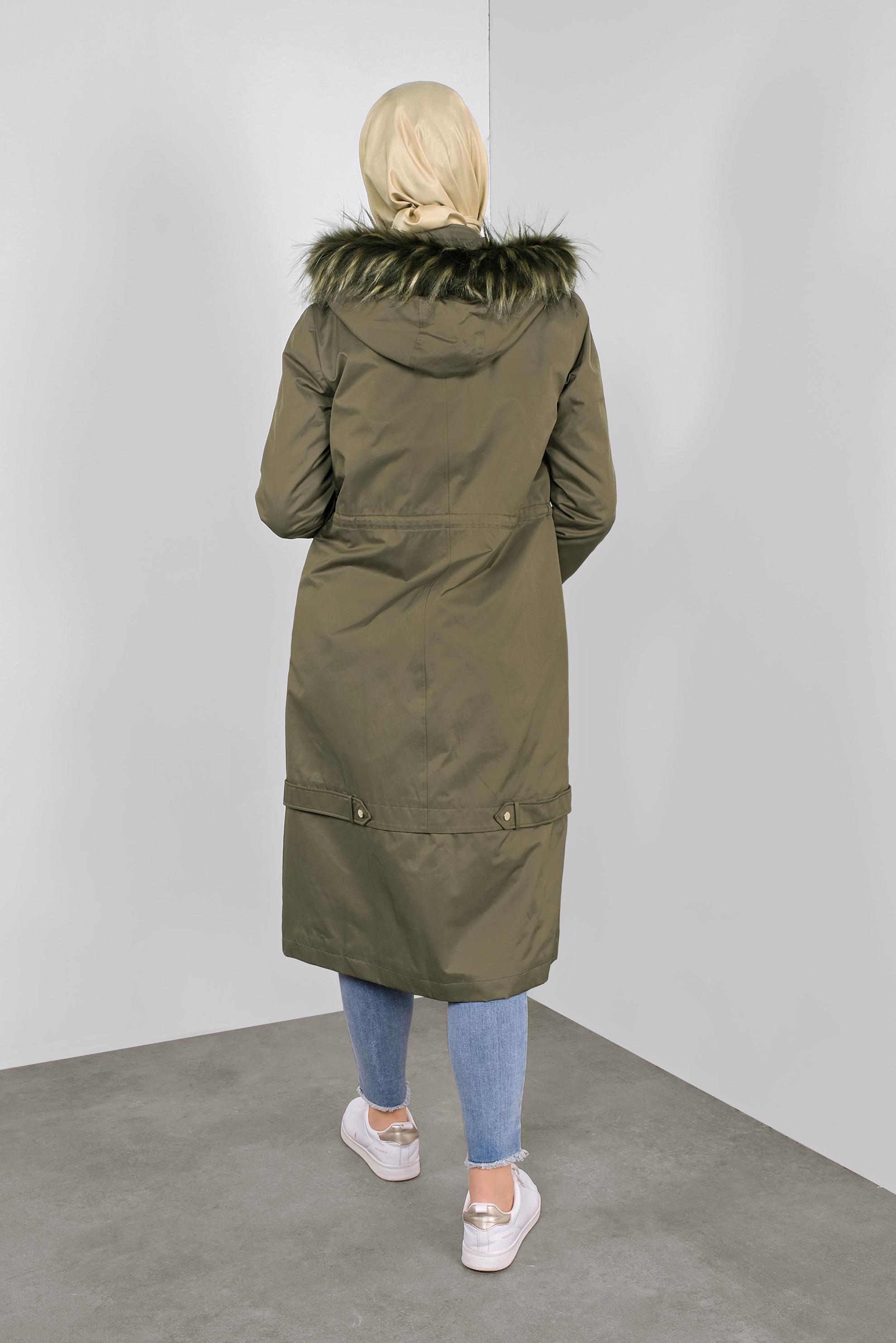 Hijab clothing KHAKI SMOCKED-WAIST PARKA 90137 