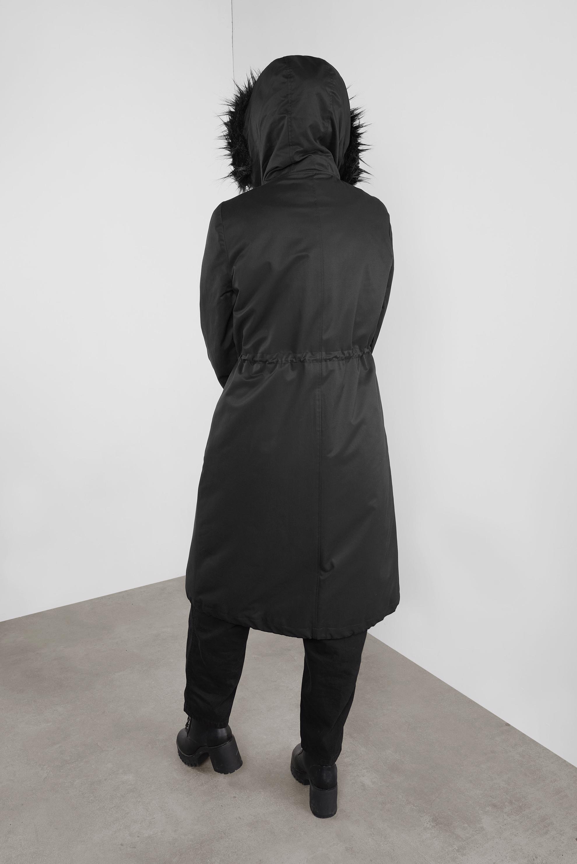 Vêtements hijab NOIR PARKA À TAILLE À SMOCKS À CAPUCHE 90138 