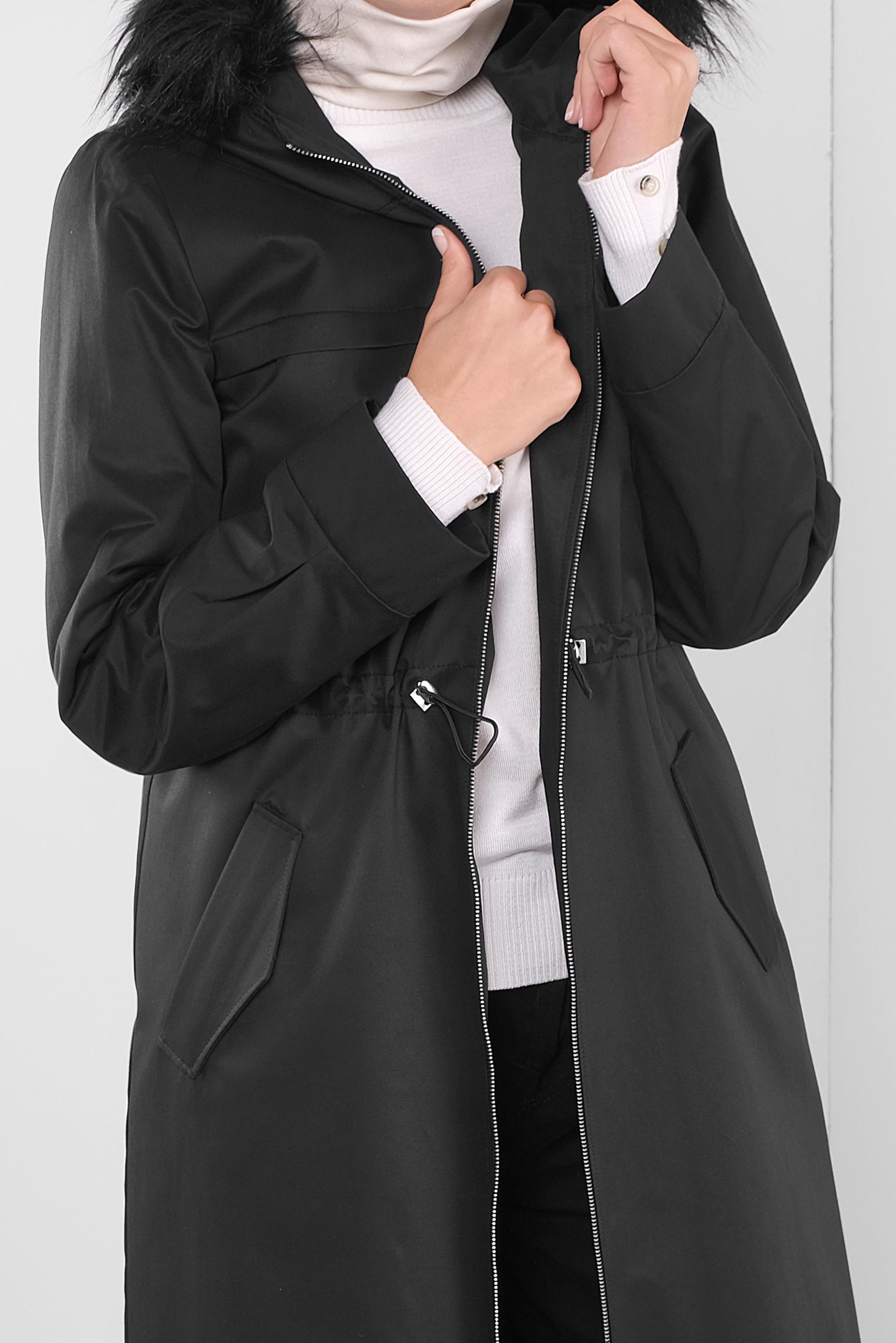 Vêtements hijab NOIR PARKA À TAILLE À SMOCKS À CAPUCHE 90138 