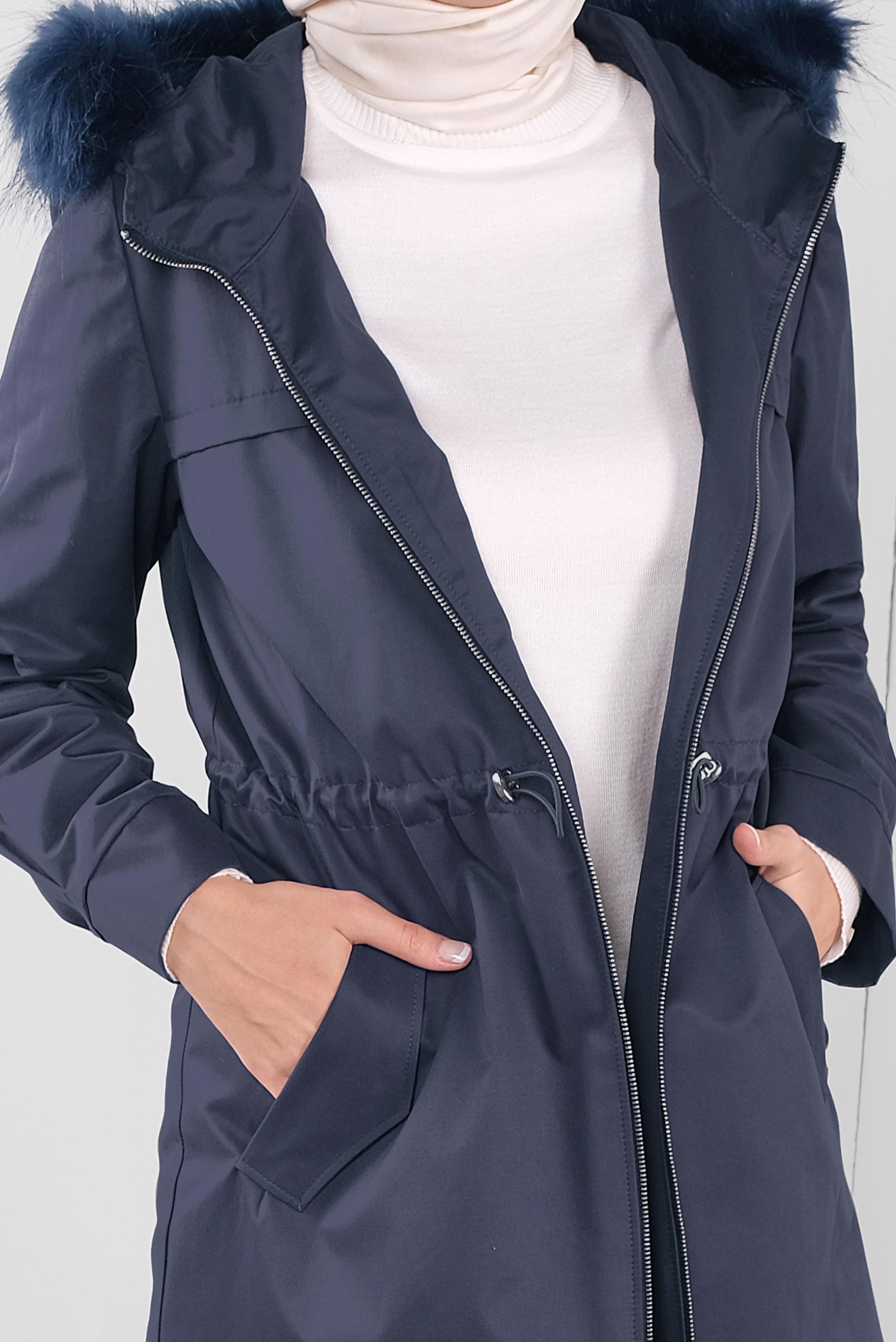 Vêtements hijab BLEU MARINE PARKA À TAILLE À SMOCKS À CAPUCHE 90138 