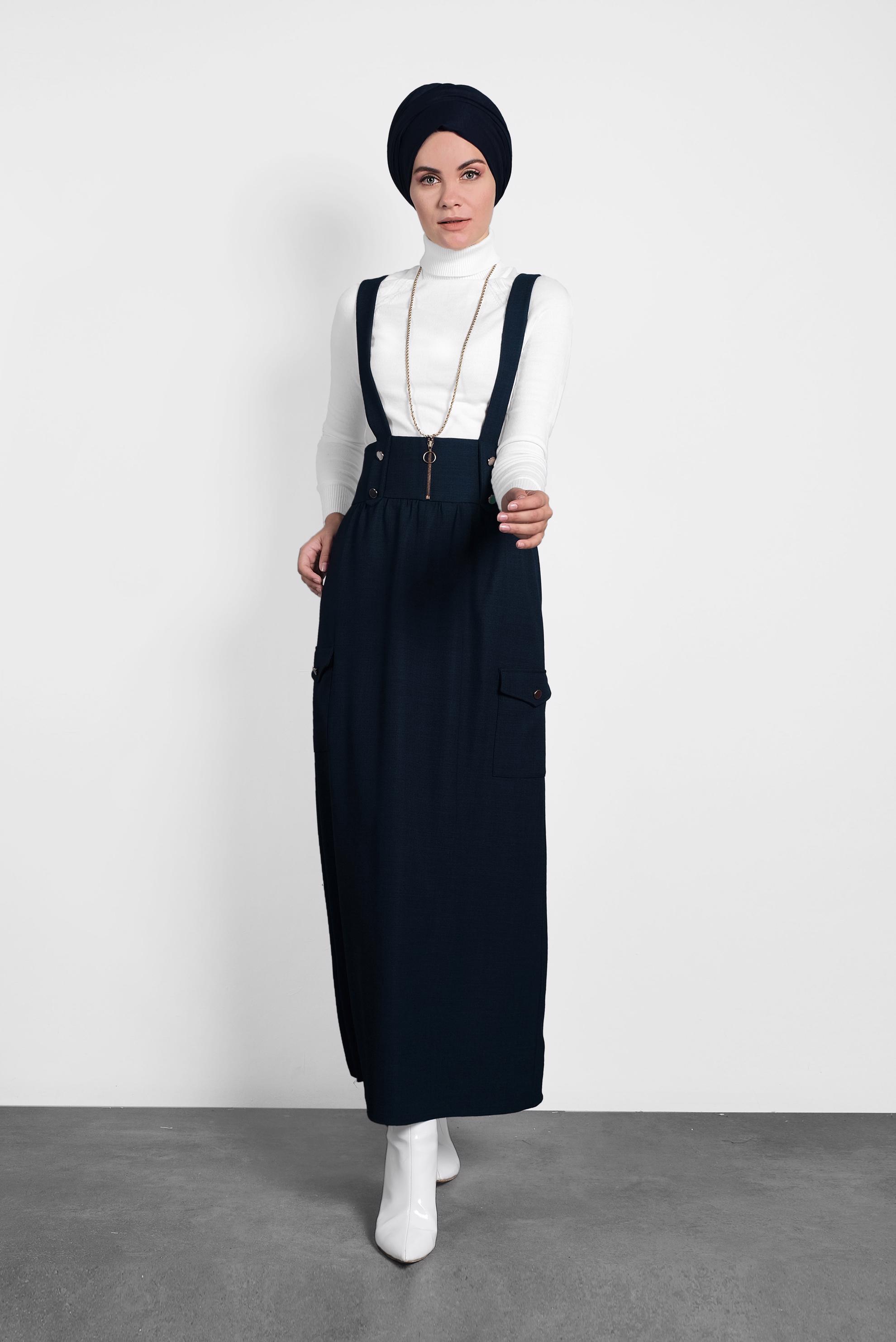 Tesettür giyim LACİVERT CEPLİ SALOPET 40133 