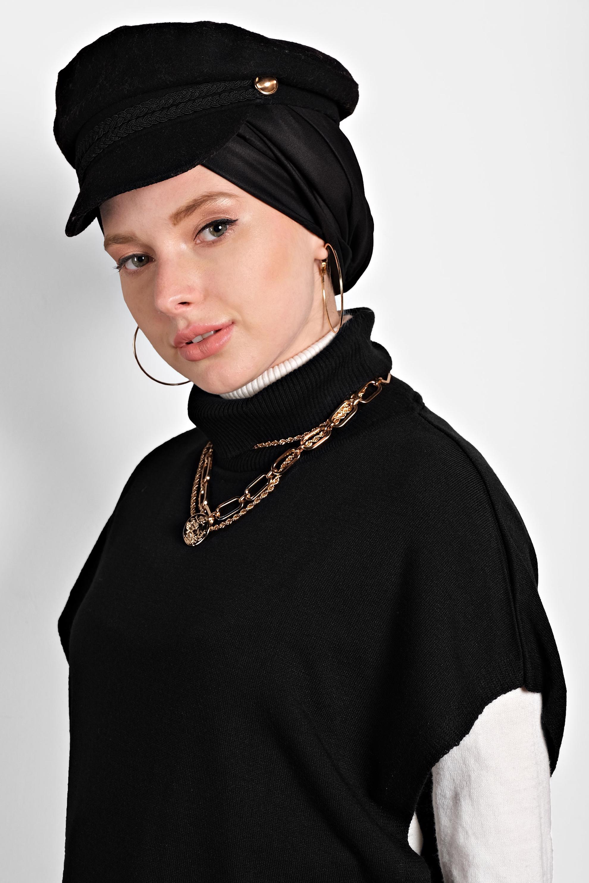 Tesettür giyim SİYAH TRİKO SÜVETER 40014