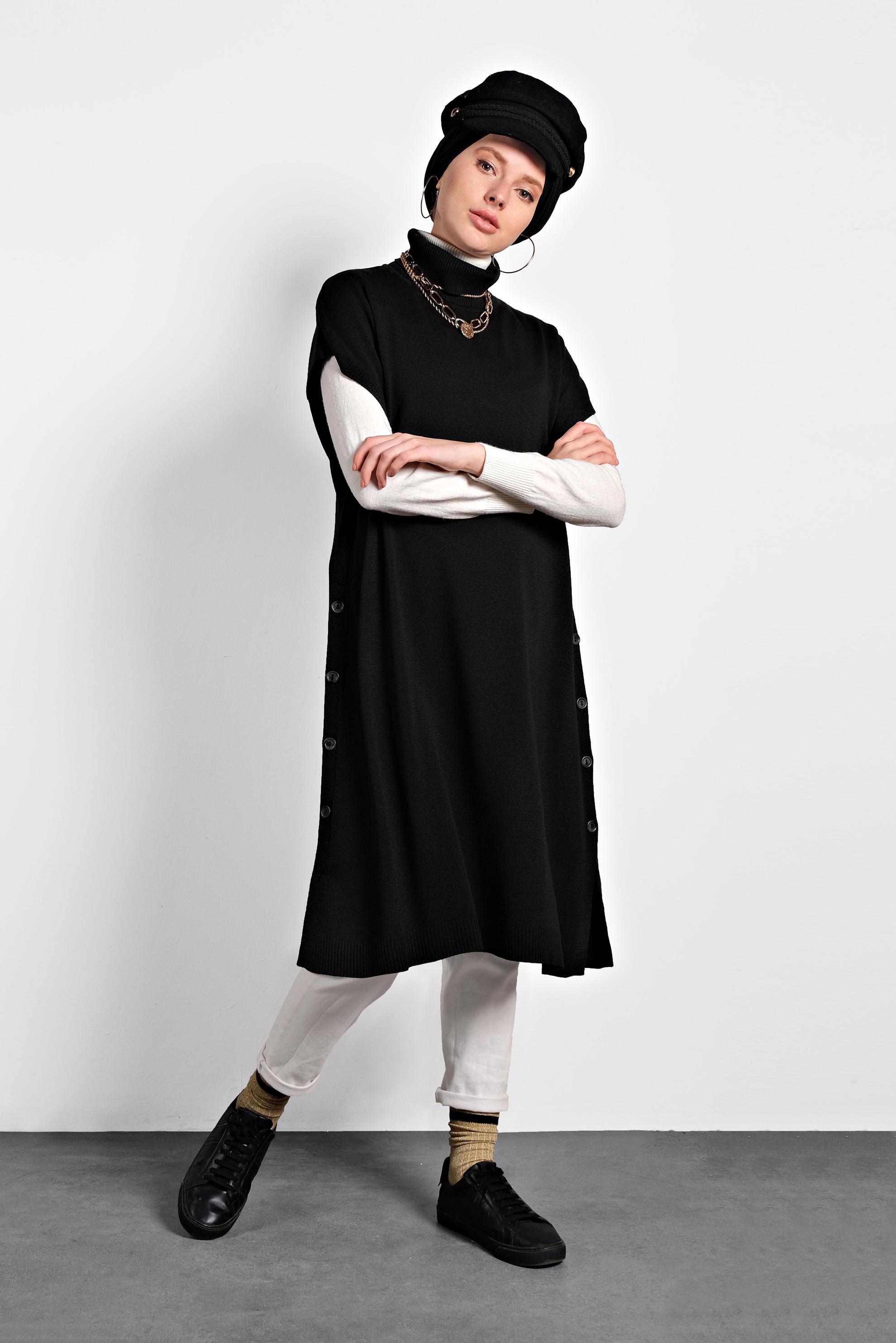 Tesettür giyim SİYAH TRİKO SÜVETER 40014