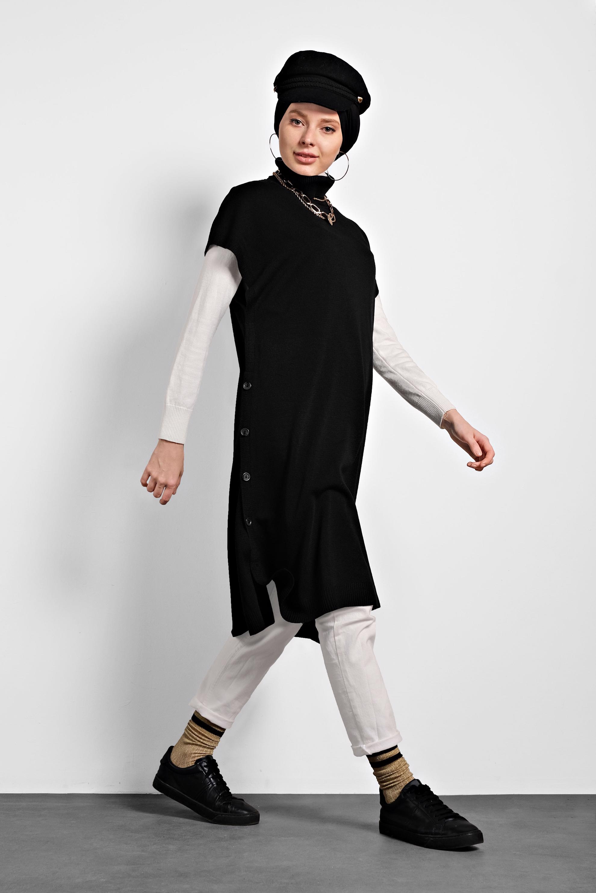 Tesettür giyim SİYAH TRİKO SÜVETER 40014