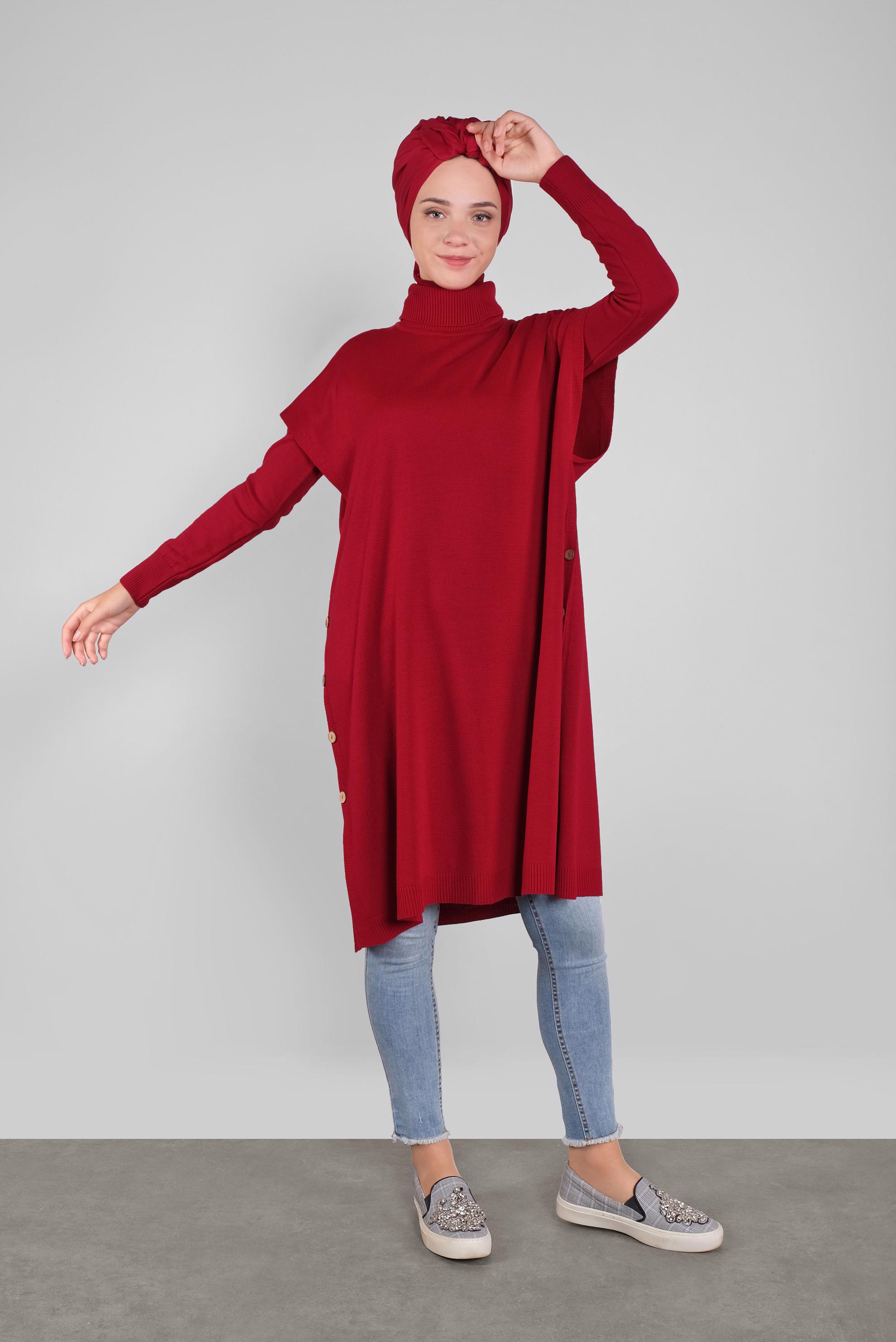 Vêtements hijab ROUGE GILET MAILLE 40014 