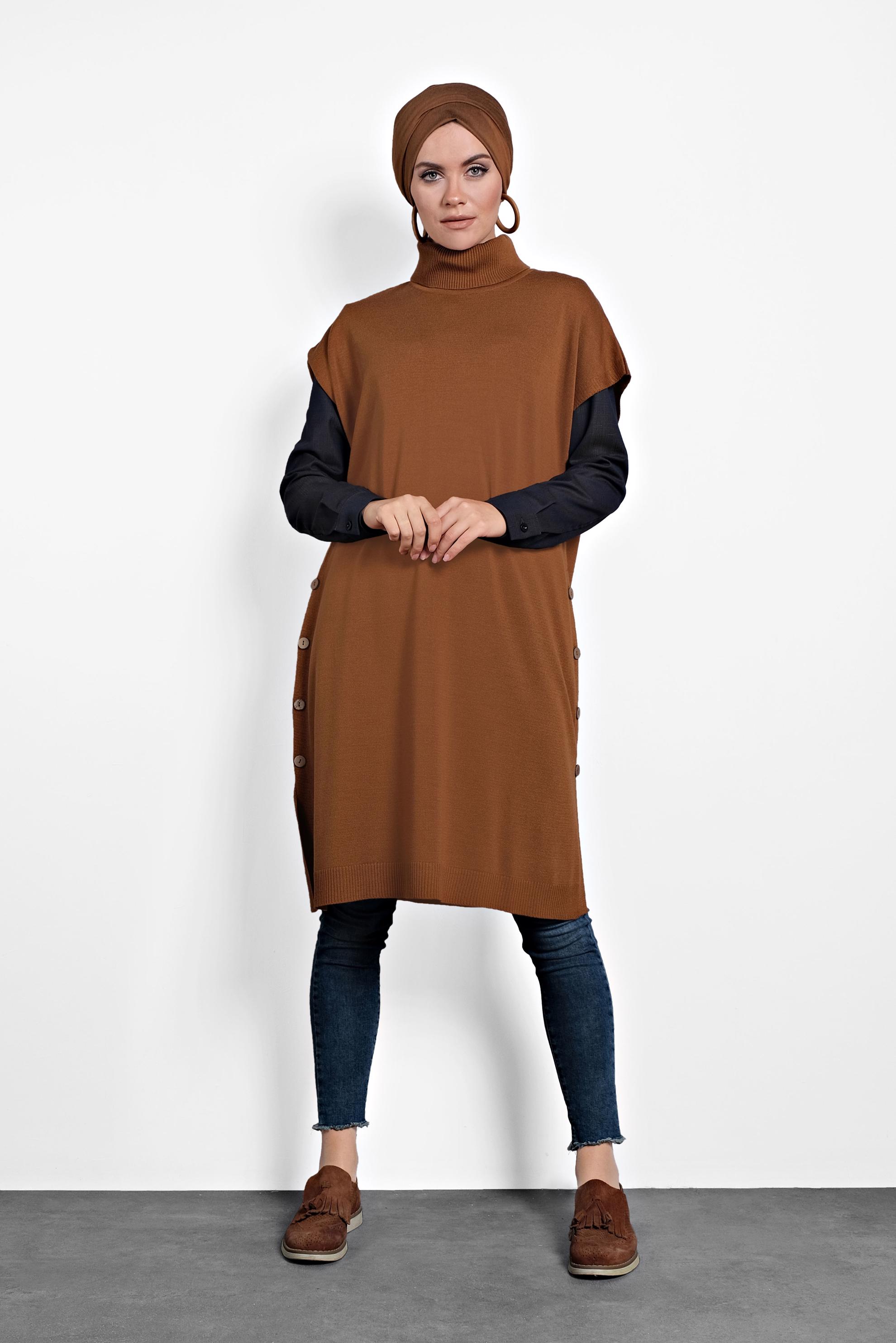 Tesettür giyim SARI TRİKO SÜVETER 40014