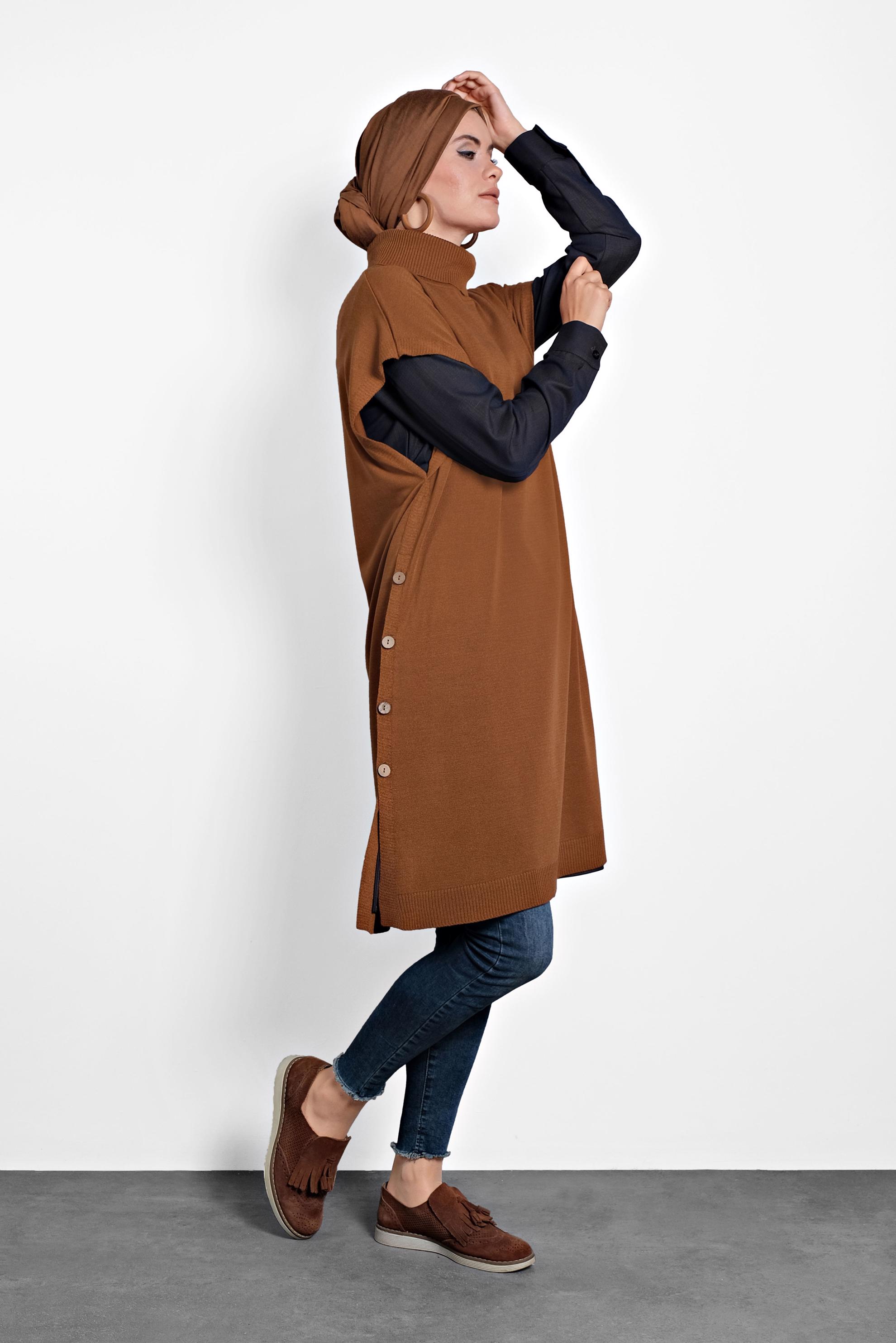 Tesettür giyim SARI TRİKO SÜVETER 40014