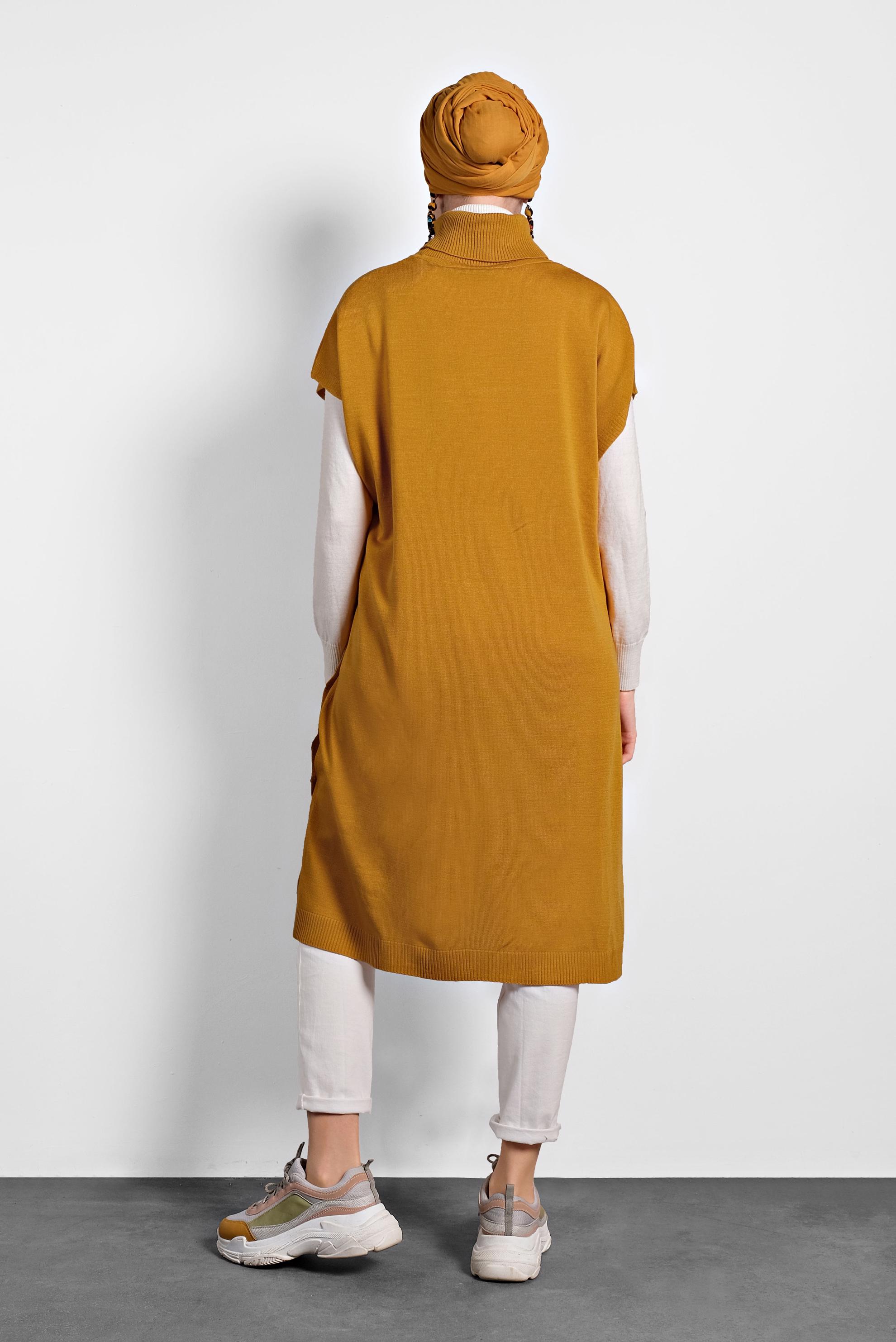 Tesettür giyim SARI TRİKO SÜVETER 40014