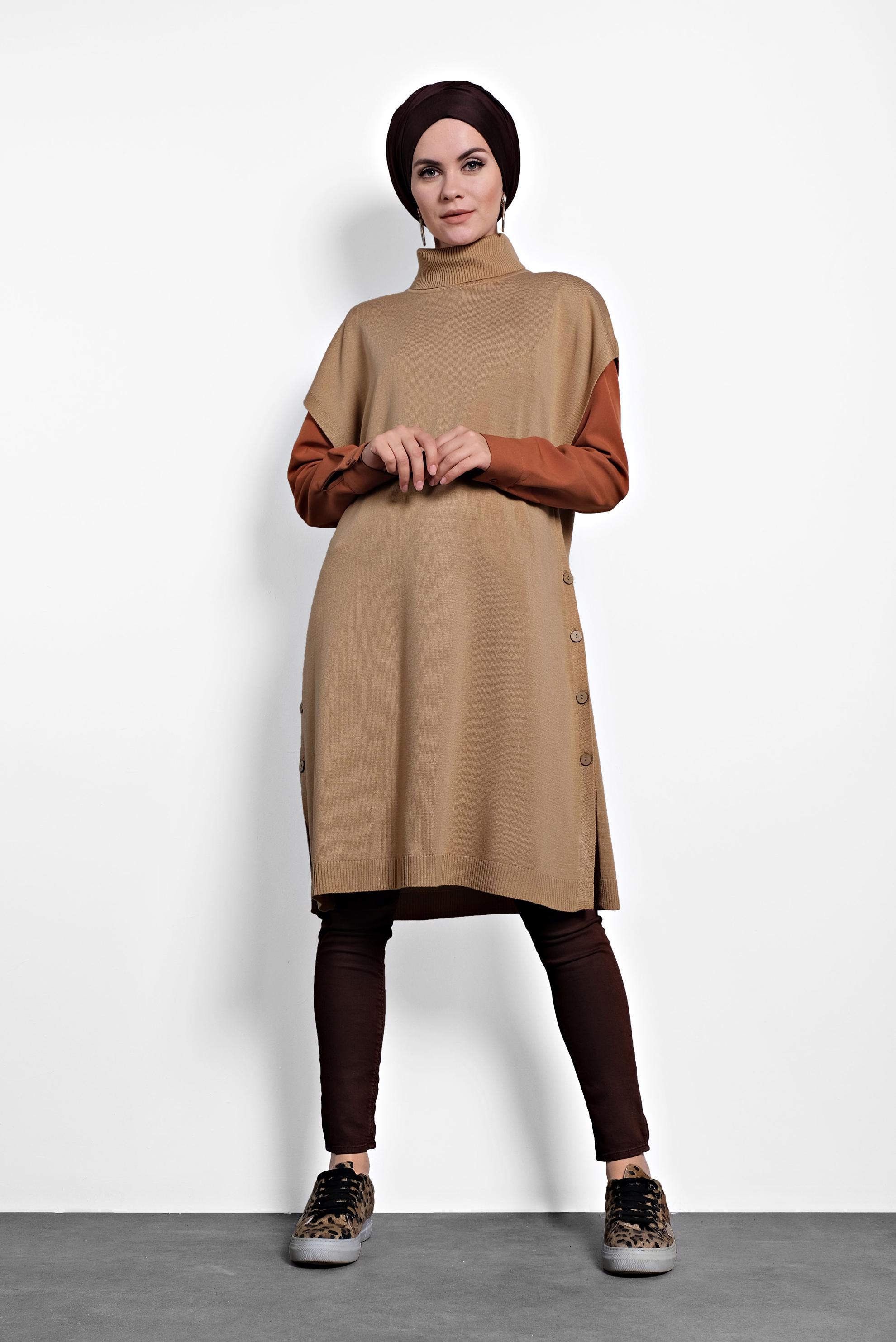 Tesettür giyim KAHVE TRİKO SÜVETER 40014