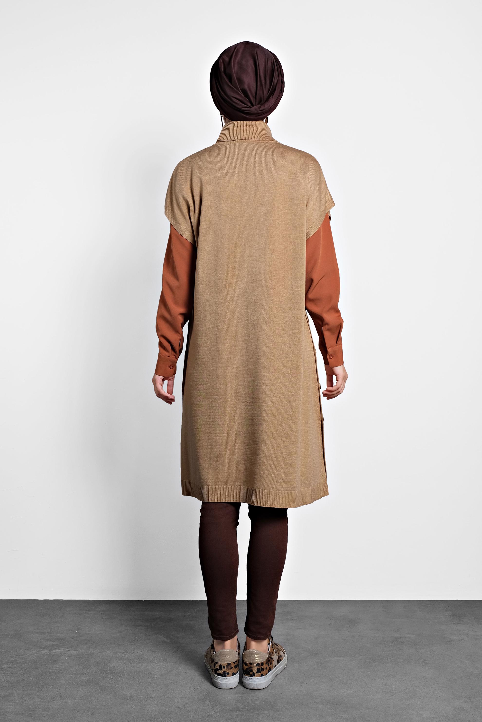Tesettür giyim KAHVE TRİKO SÜVETER 40014