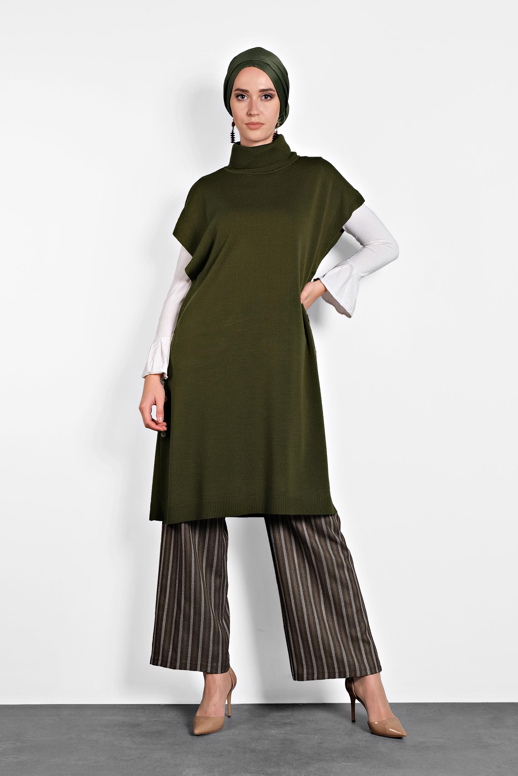 Tesettür giyim HAKİ TRİKO SÜVETER 40014