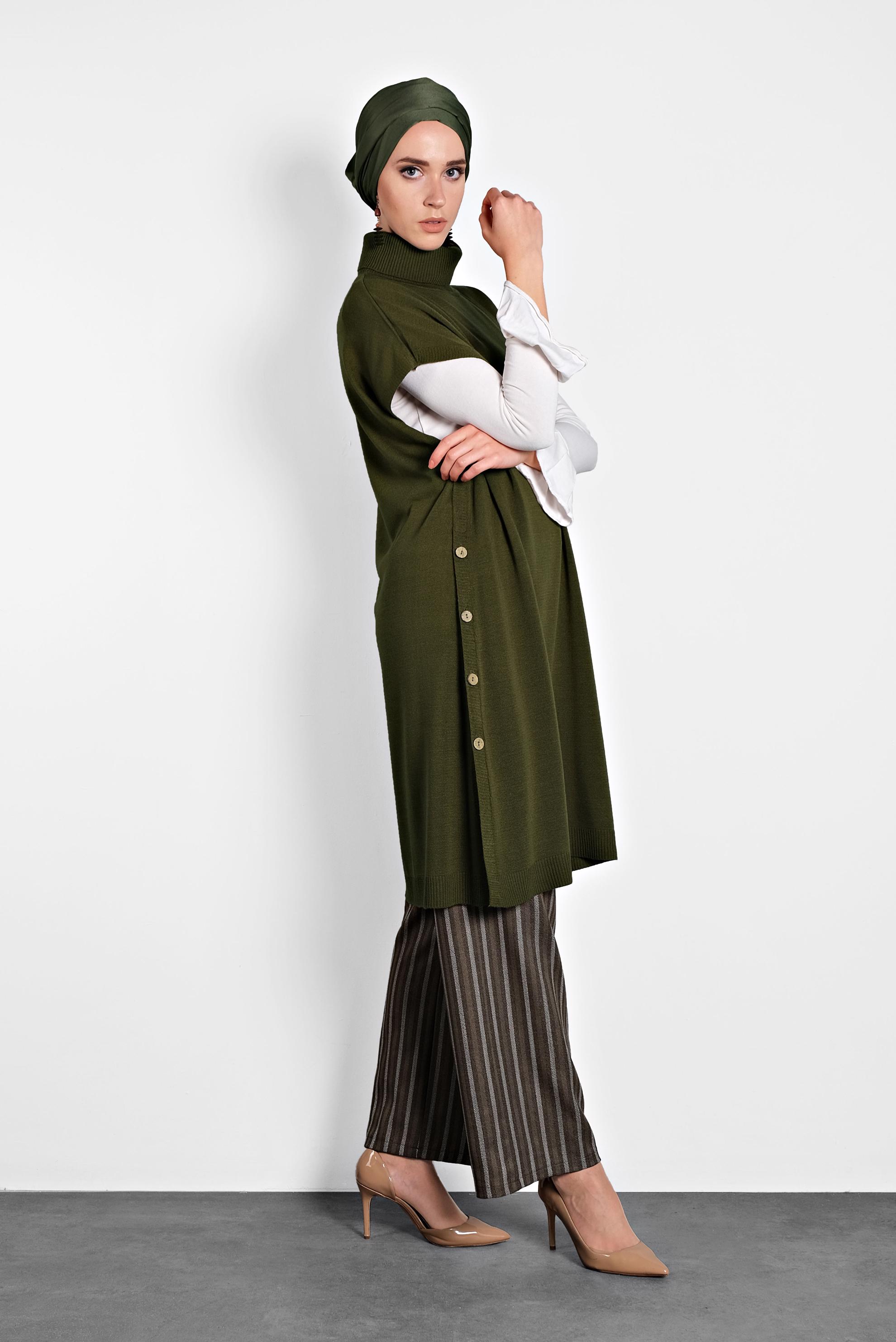 Tesettür giyim HAKİ TRİKO SÜVETER 40014