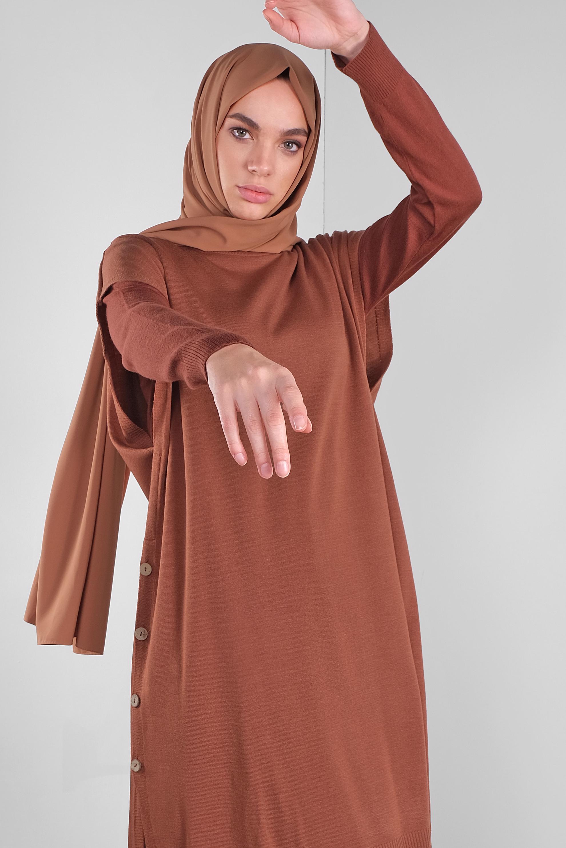 Tesettür giyim KAHVE TRİKO SÜVETER 40014