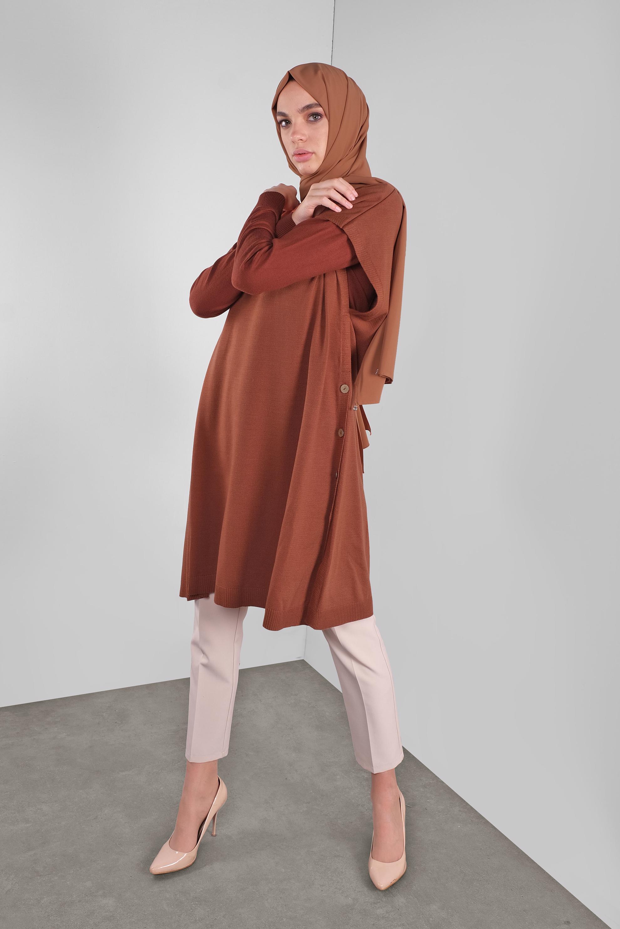 Tesettür giyim KAHVE TRİKO SÜVETER 40014