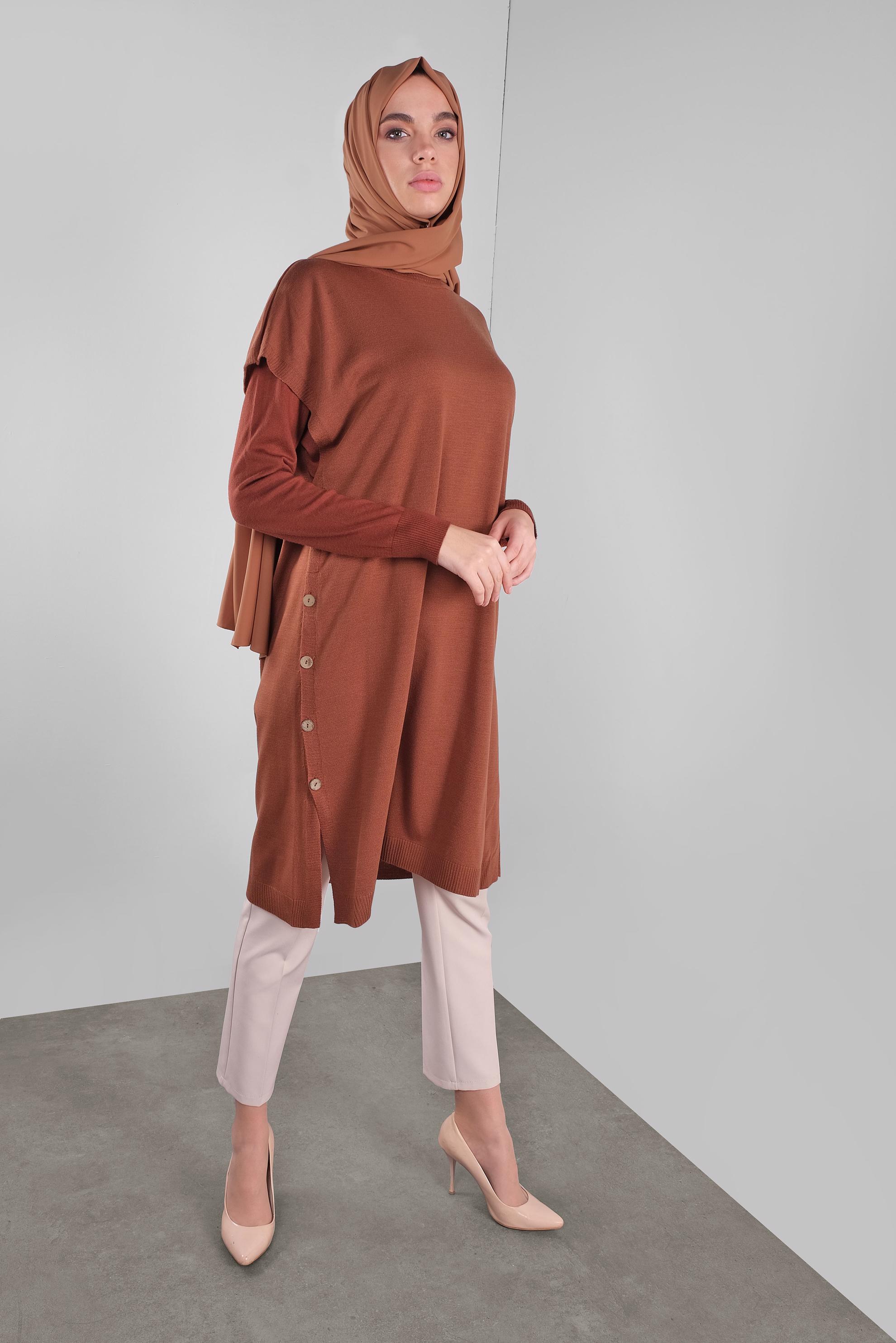 Tesettür giyim KAHVE TRİKO SÜVETER 40014