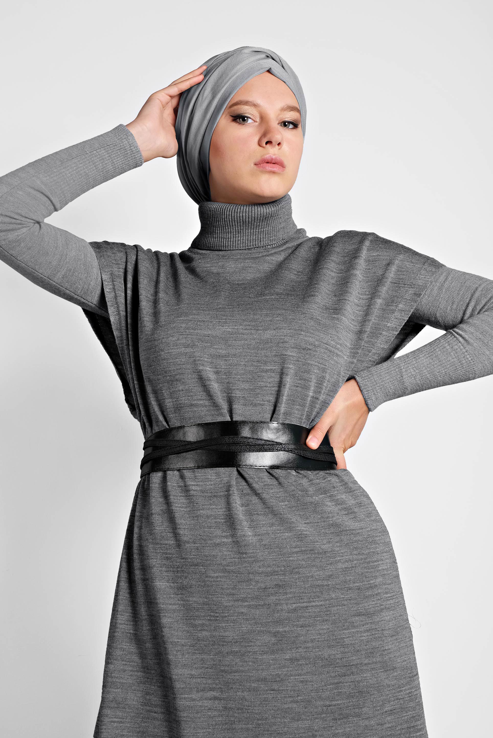 Tesettür giyim GRİ TRİKO SÜVETER 40014