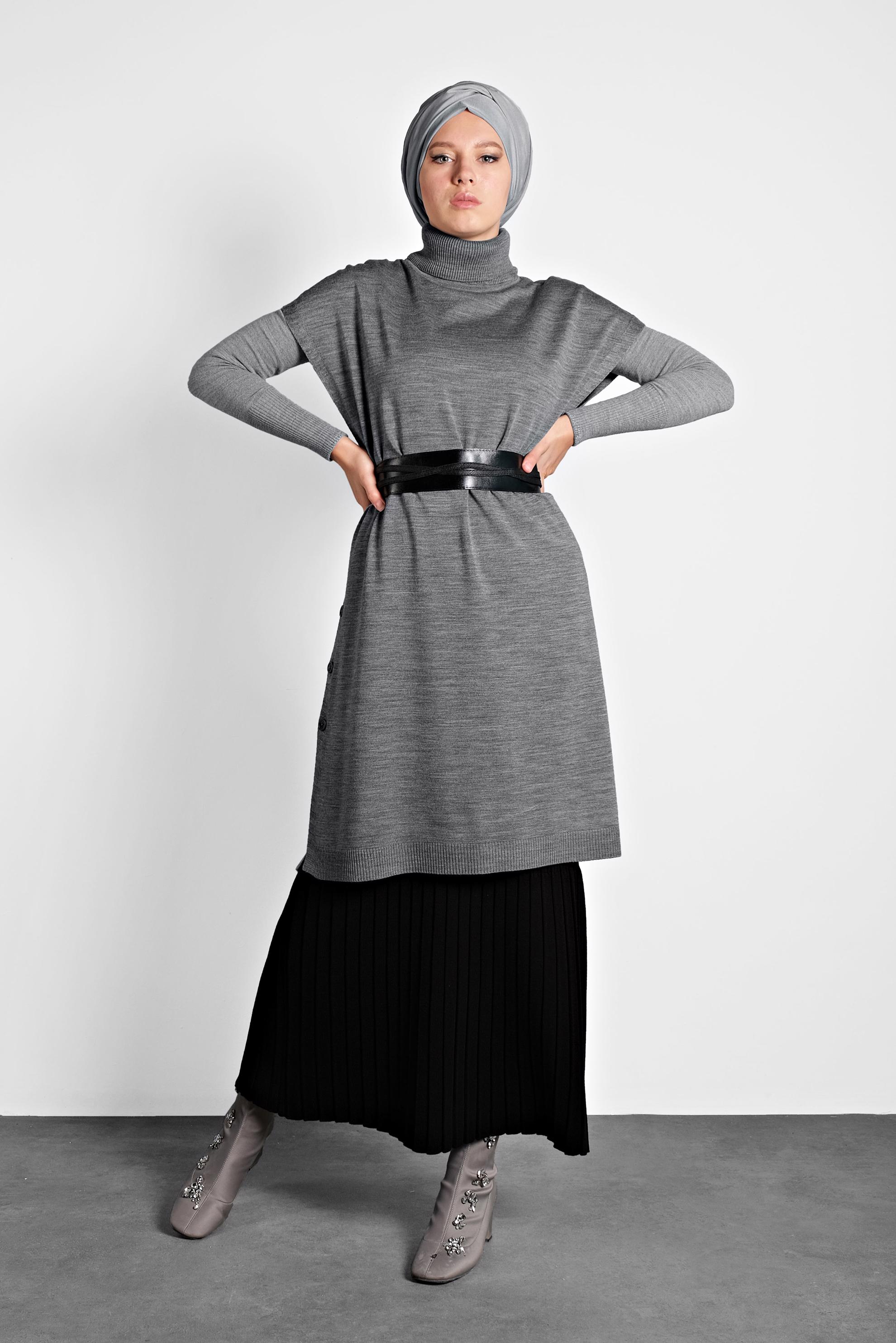 Tesettür giyim GRİ TRİKO SÜVETER 40014
