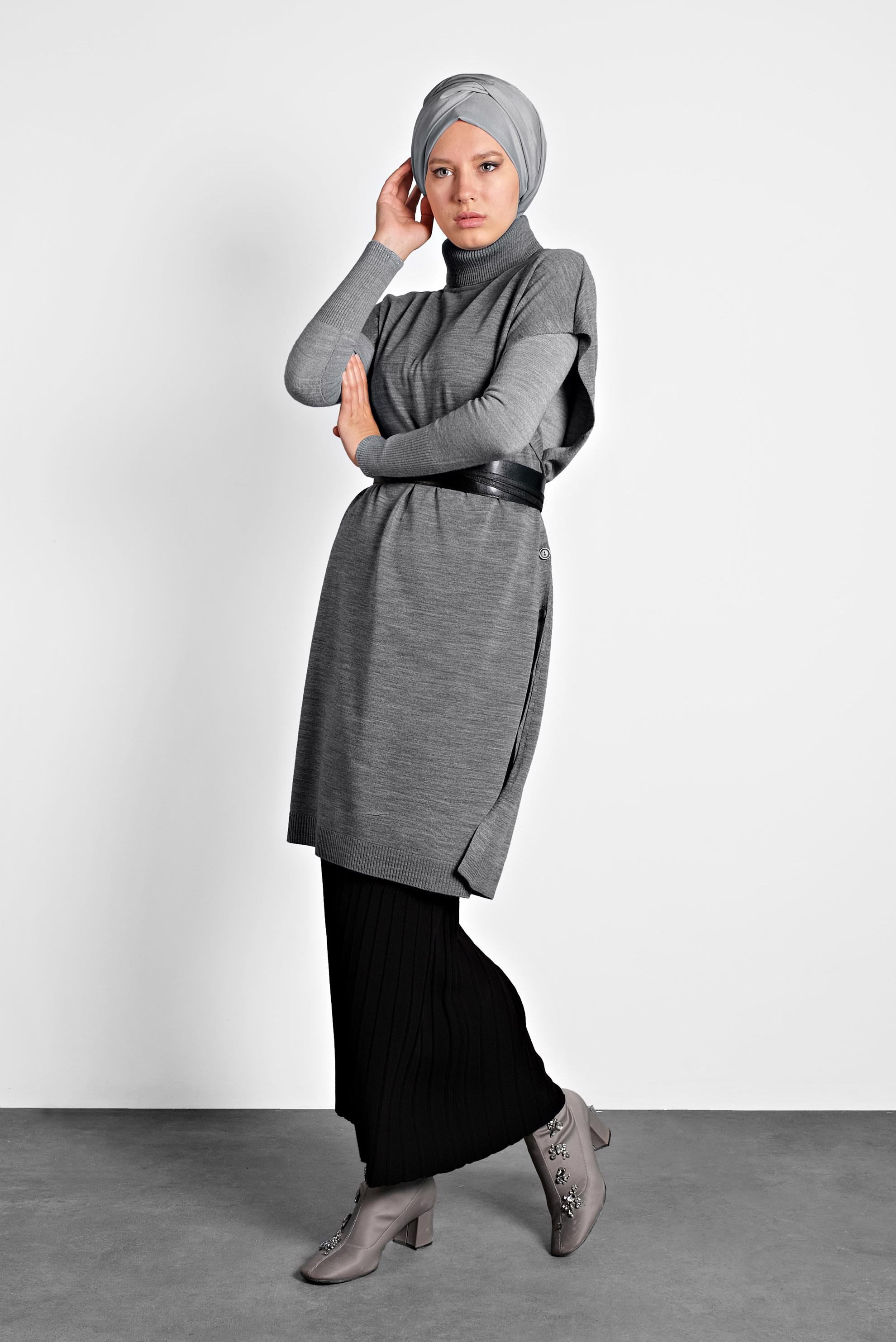 Tesettür giyim GRİ TRİKO SÜVETER 40014