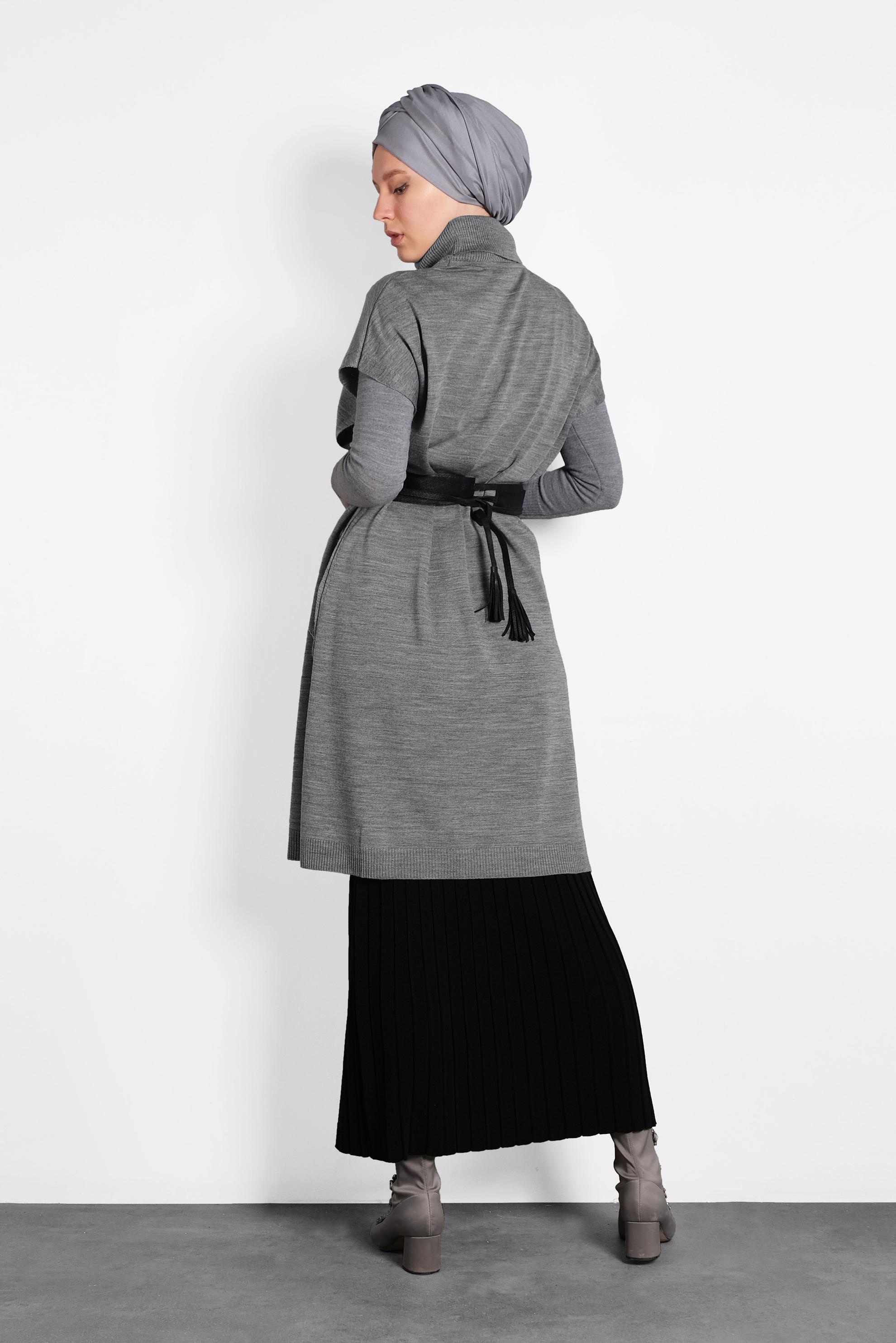 Tesettür giyim GRİ TRİKO SÜVETER 40014