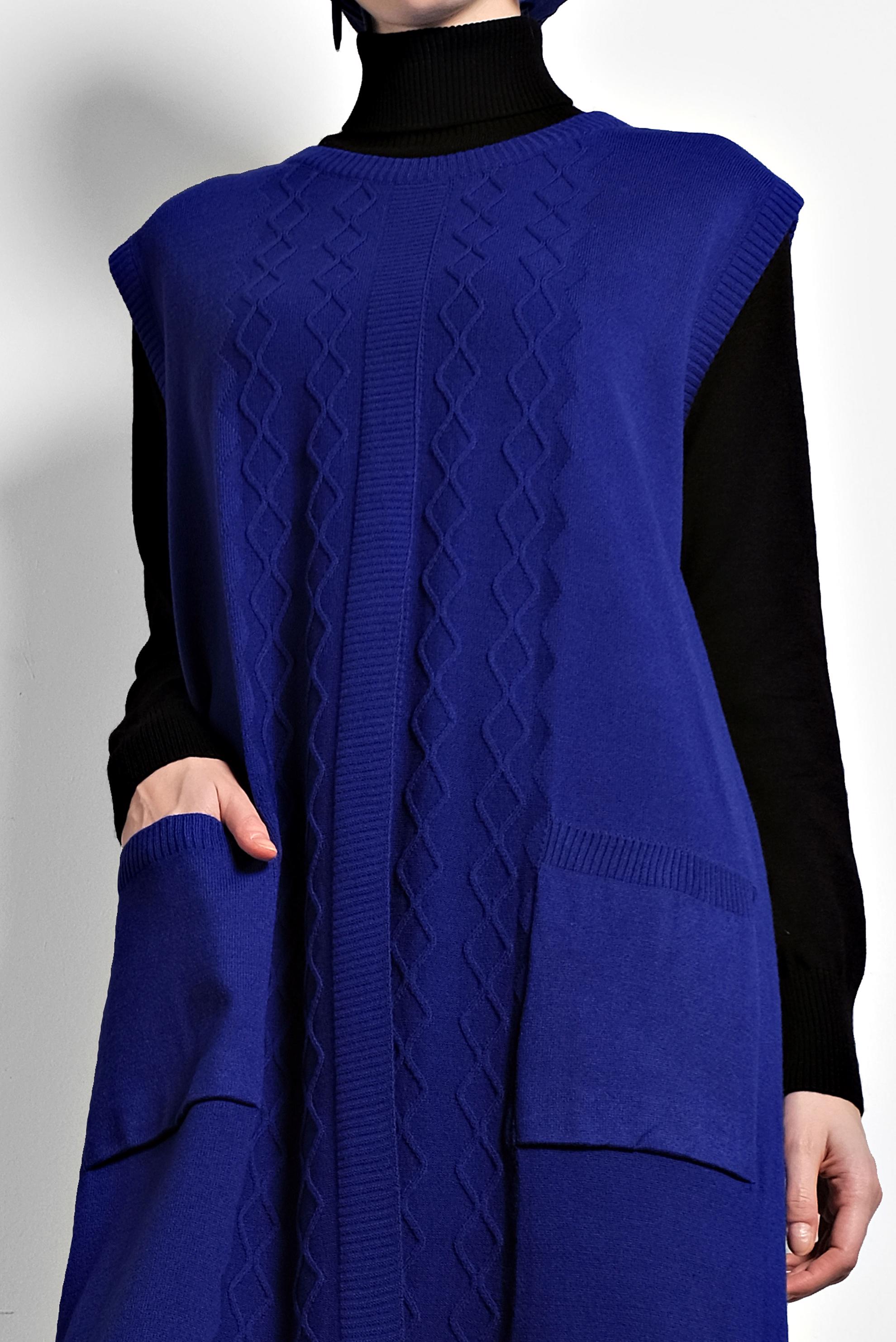 Tesettür giyim LACİVERT CEPLİ TRİKO SÜVETER  40048 