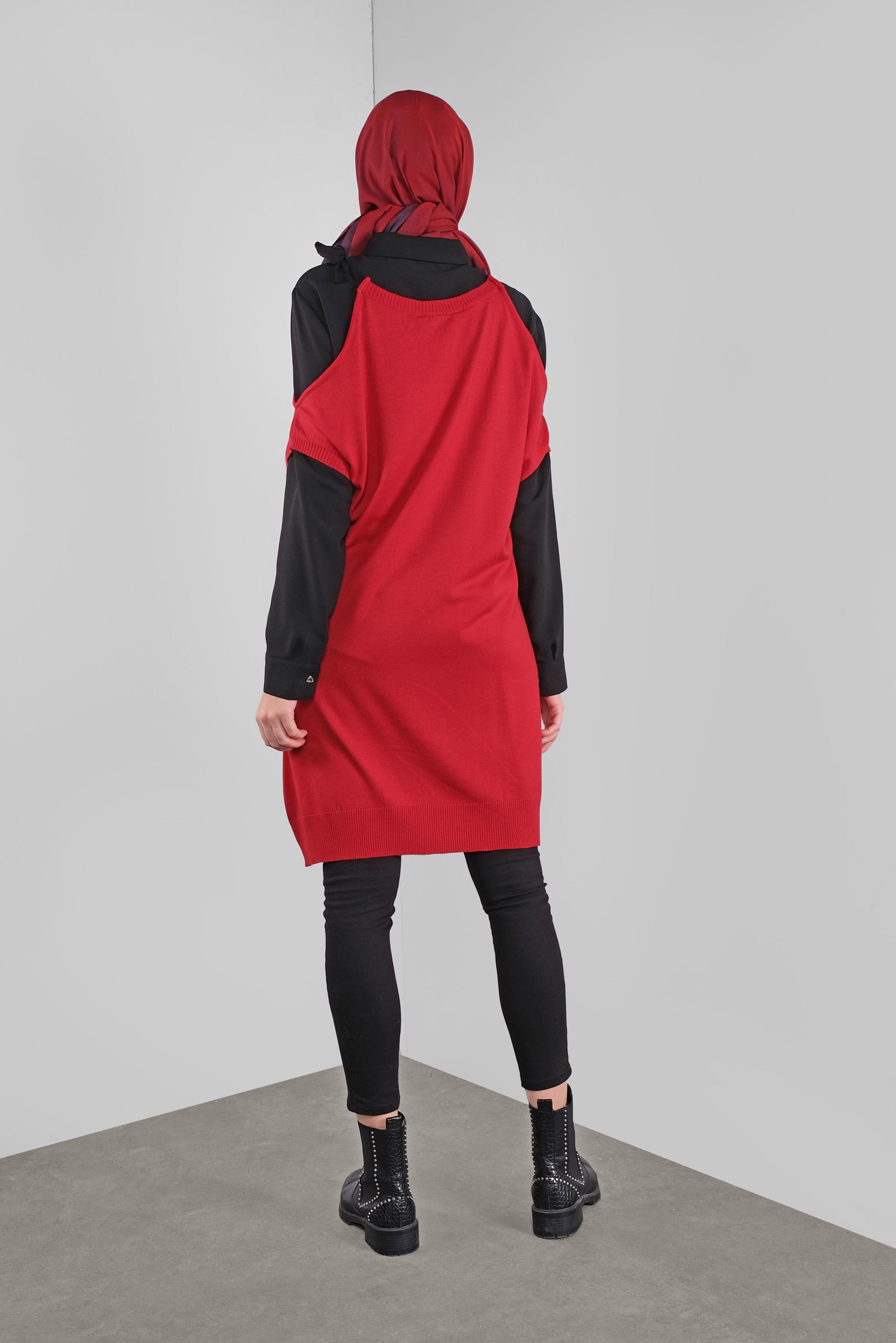 Hijab clothing RED TIE-SHOULDER KNIT VEST 41038