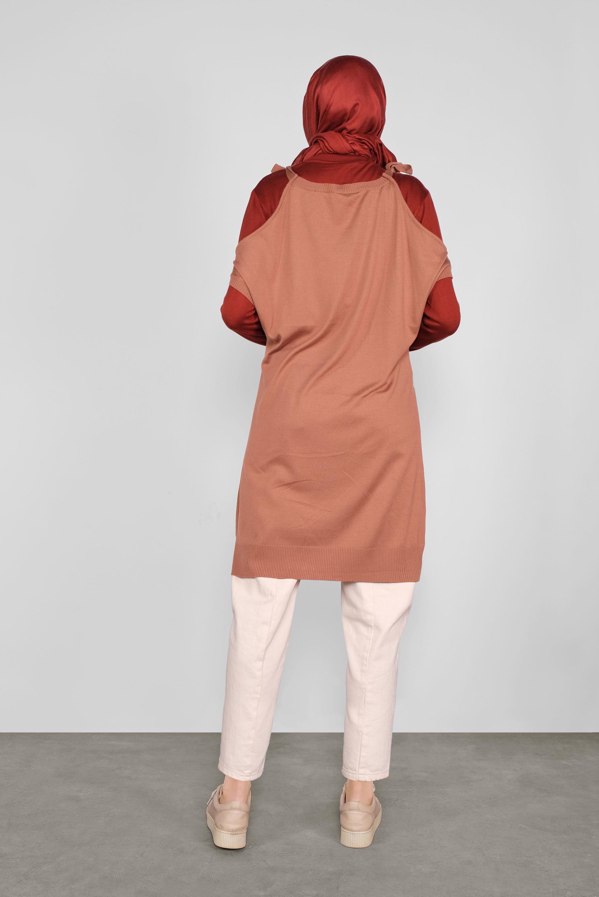 Hijab clothing ORANGE TIE-SHOULDER KNIT VEST 41038