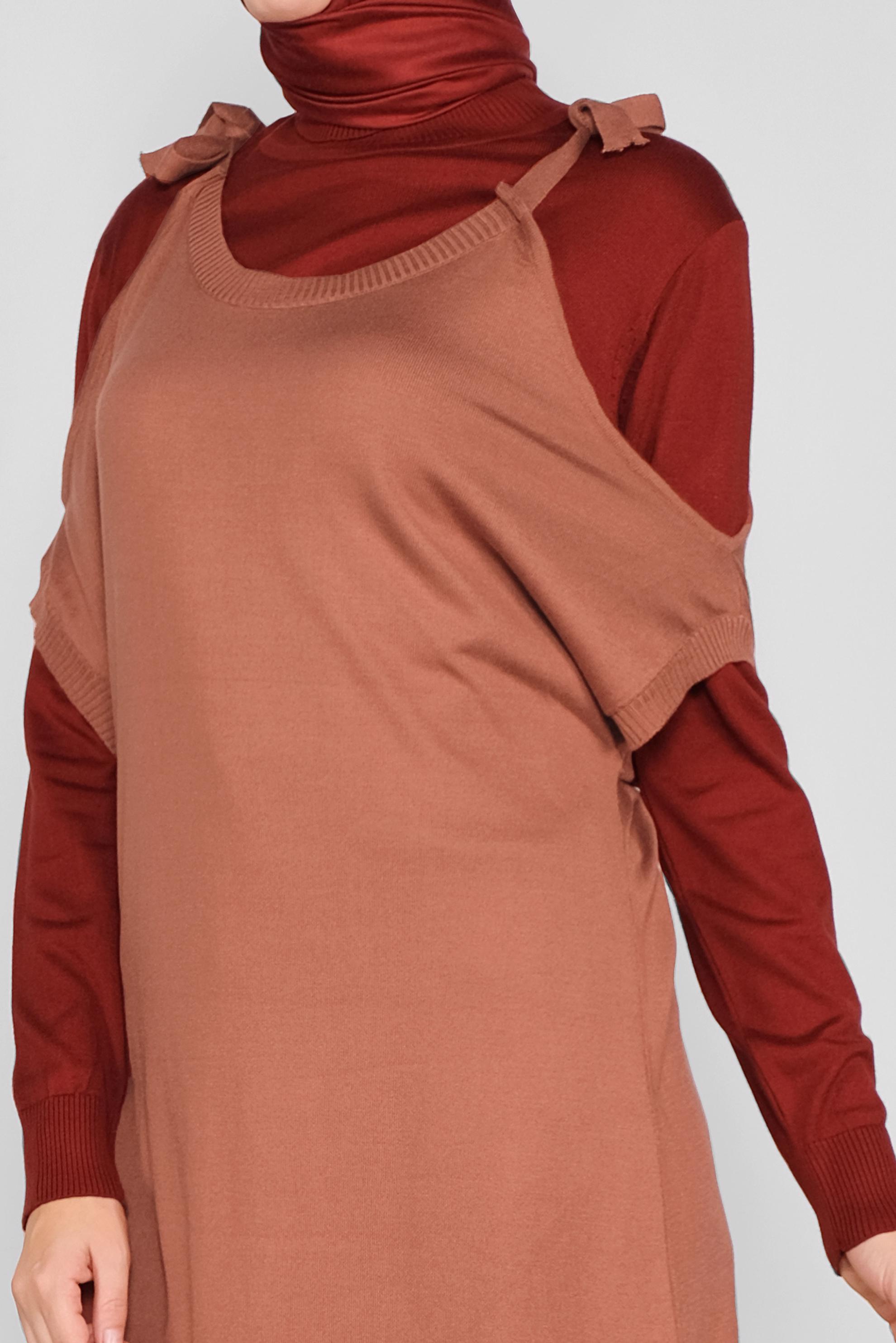 Hijab clothing ORANGE TIE-SHOULDER KNIT VEST 41038