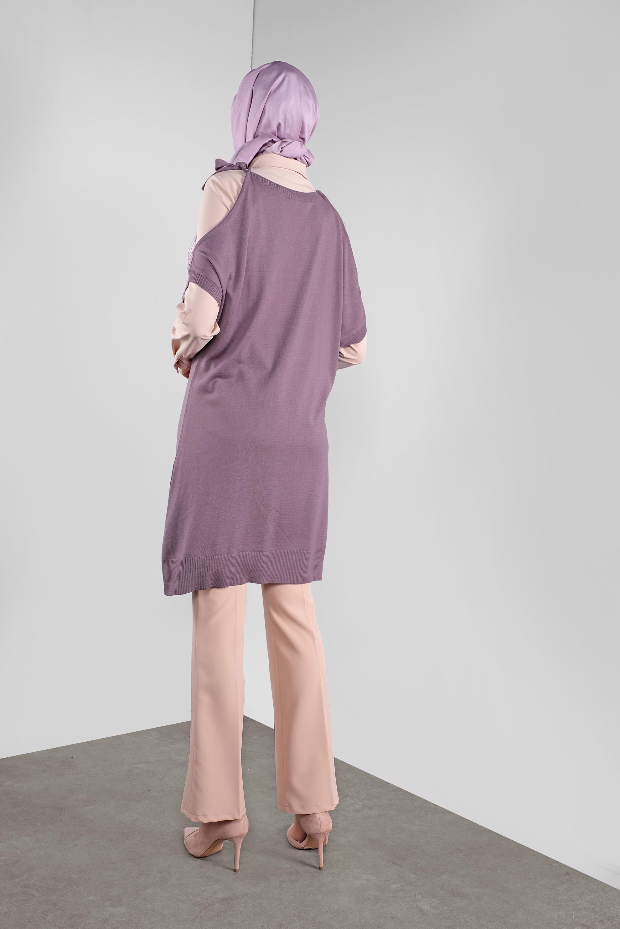 Tesettür giyim MOR BAĞCIKLI TRİKO SÜVETER 41038