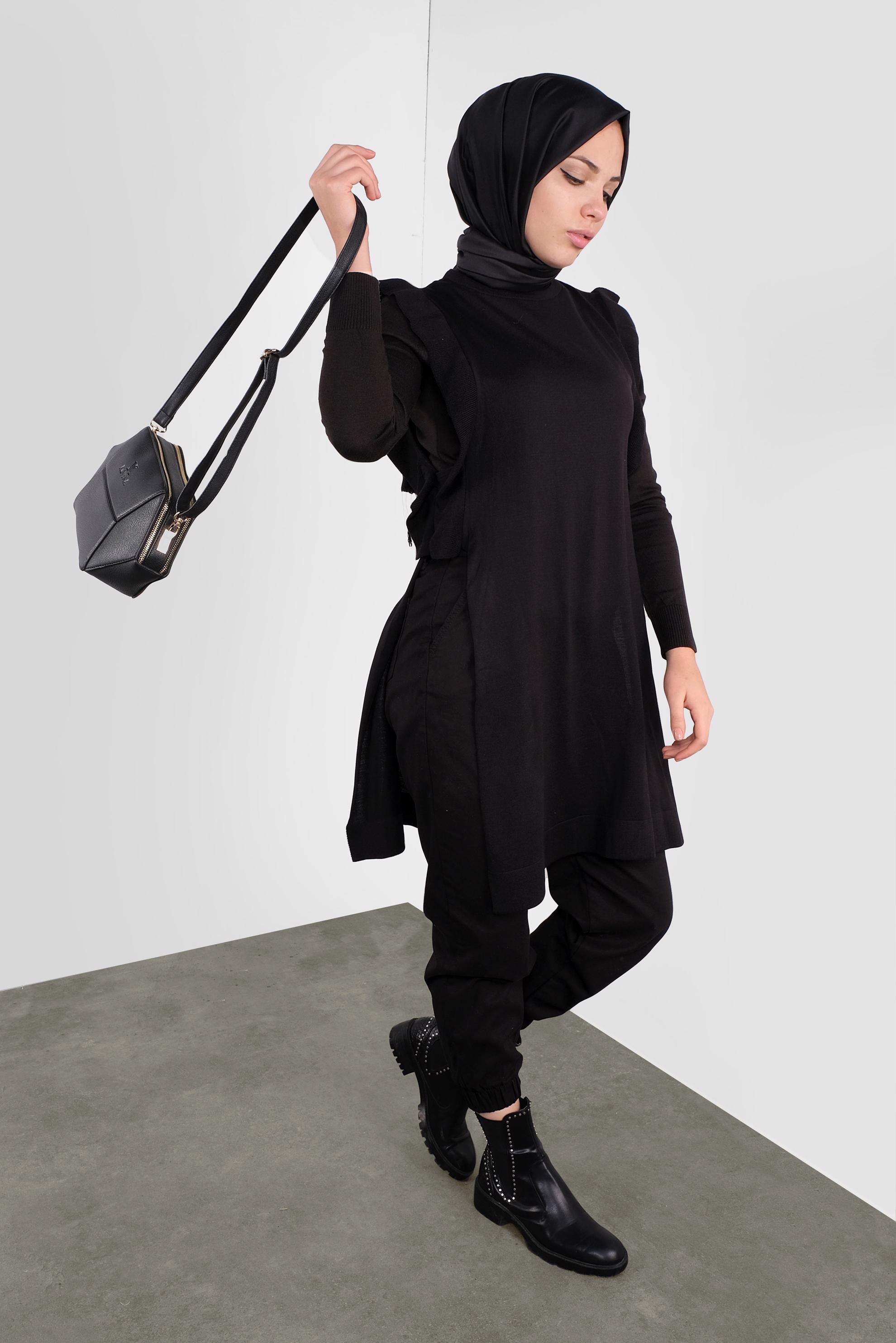 Tesettür giyim SİYAH TRİKO SÜVETER  41039 