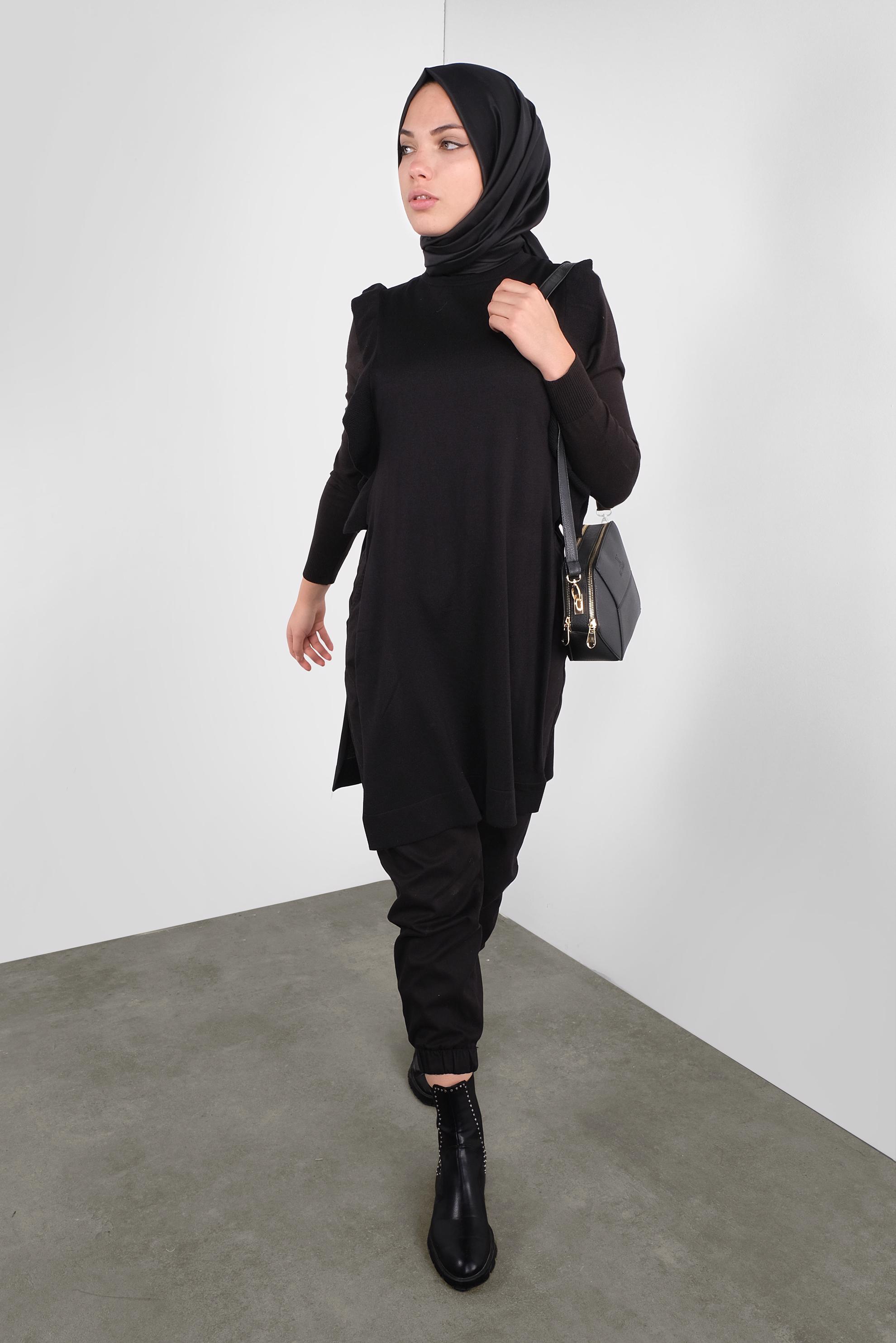 Tesettür giyim SİYAH TRİKO SÜVETER  41039 