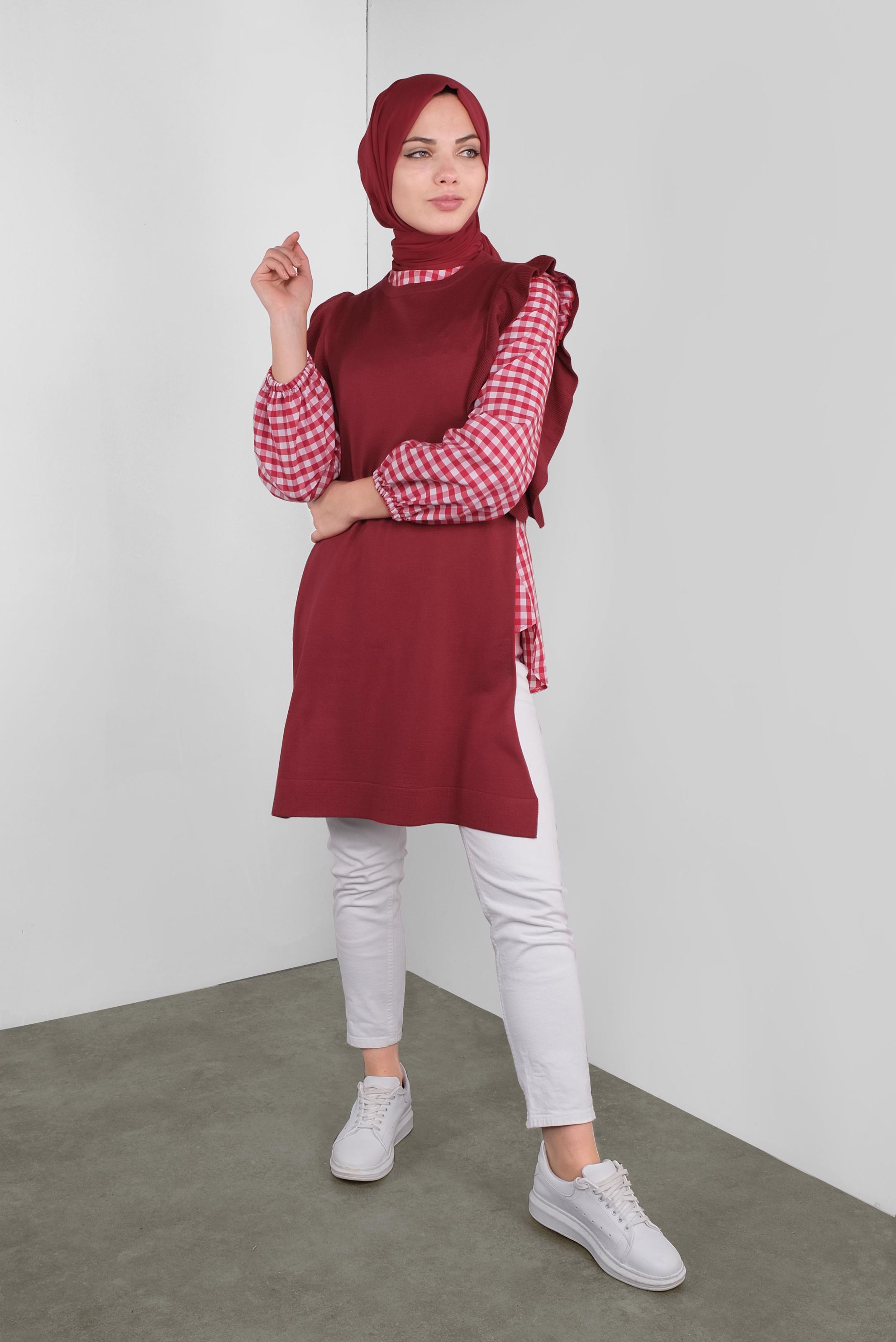 Vêtements hijab ROUGE PULL EN TRICOT 41039