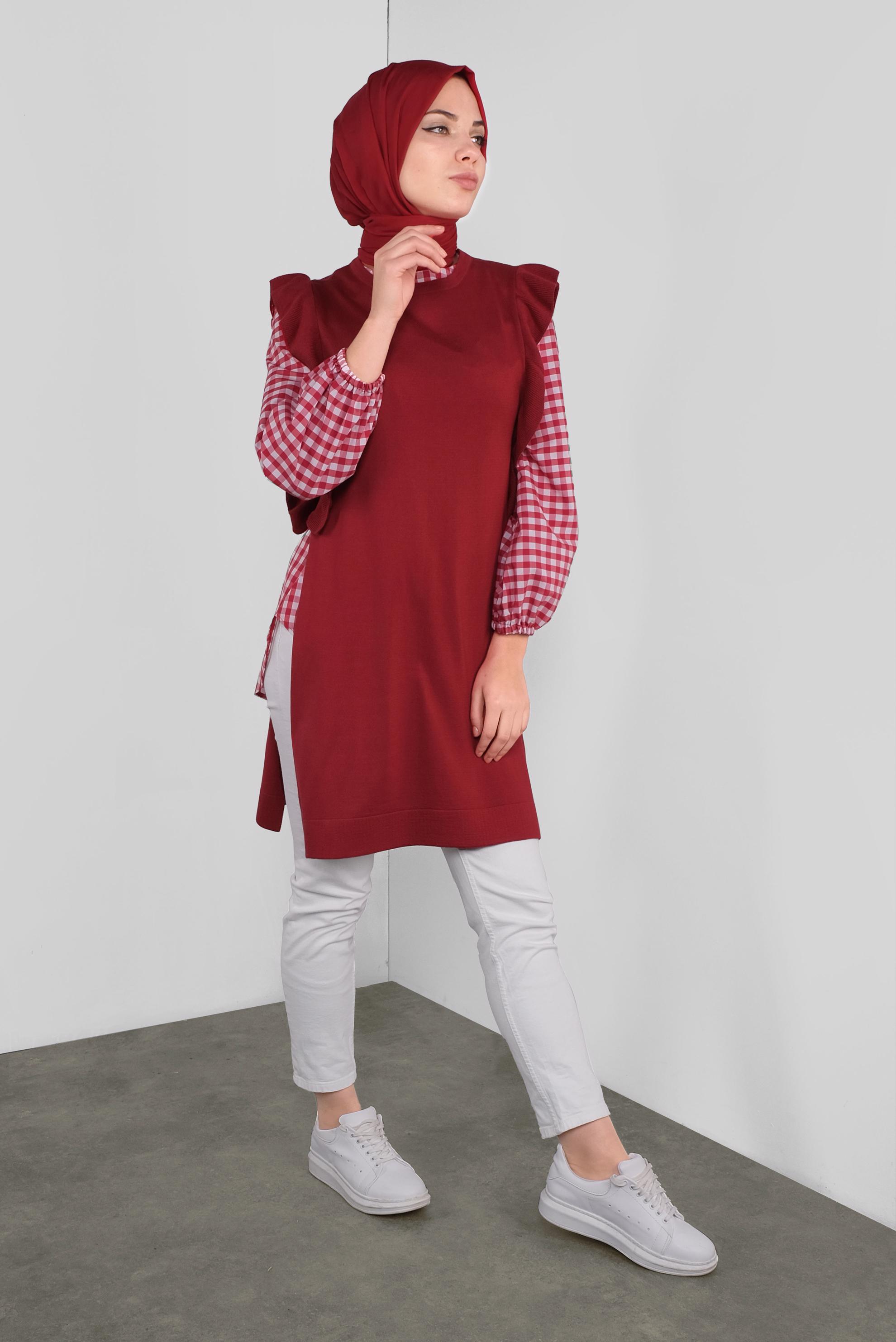 Vêtements hijab ROUGE PULL EN TRICOT 41039