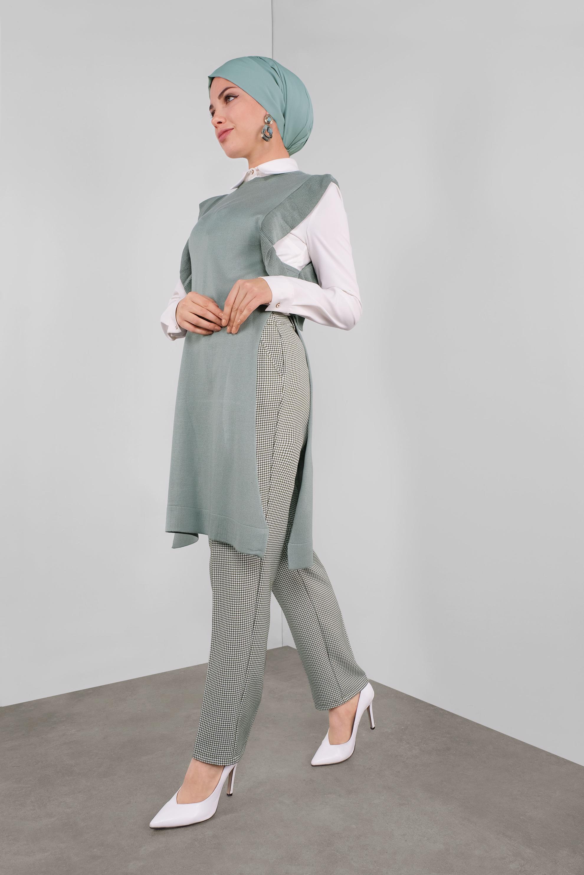 Tesettür giyim YEŞİL TRİKO SÜVETER  41039 