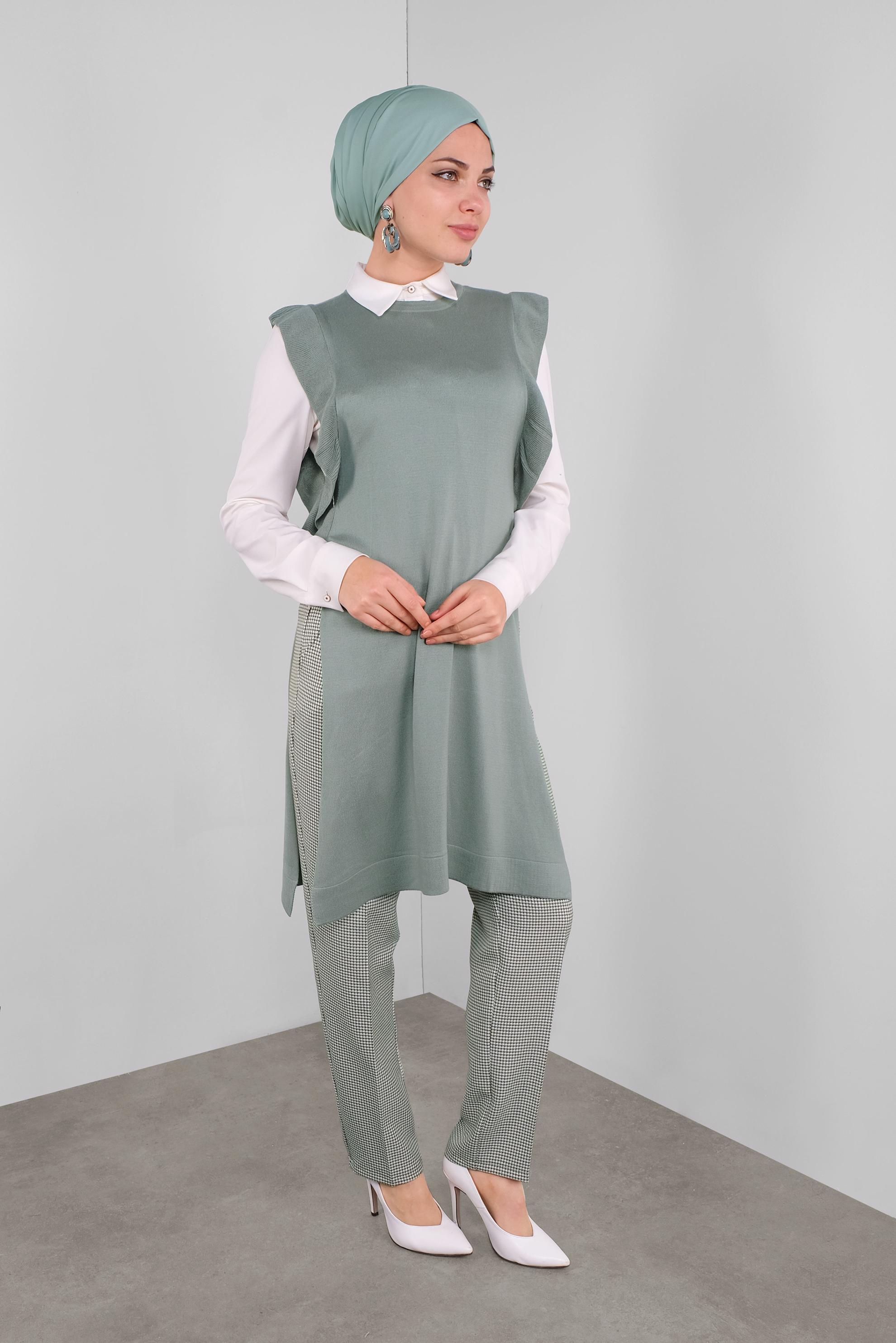 Tesettür giyim YEŞİL TRİKO SÜVETER  41039 