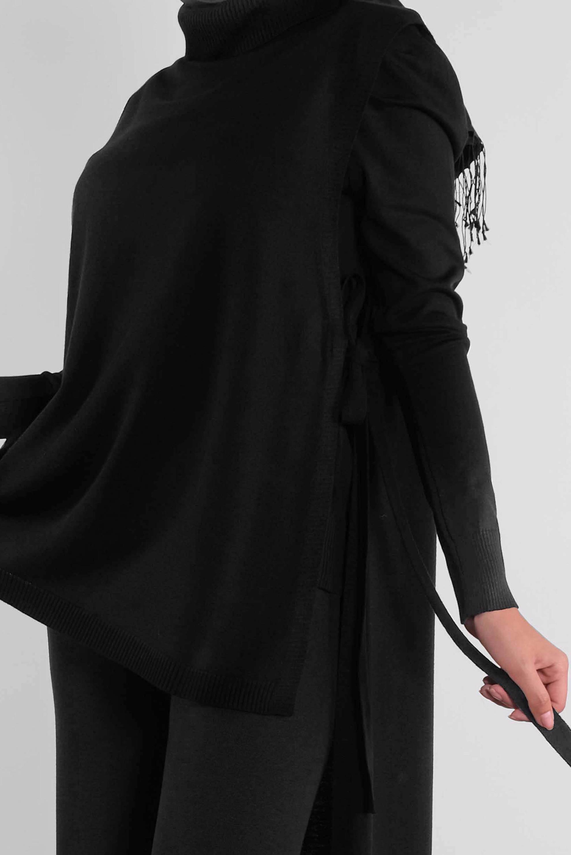 Hijab clothing BLACK TIE-BORDER KNIT VEST 41073 