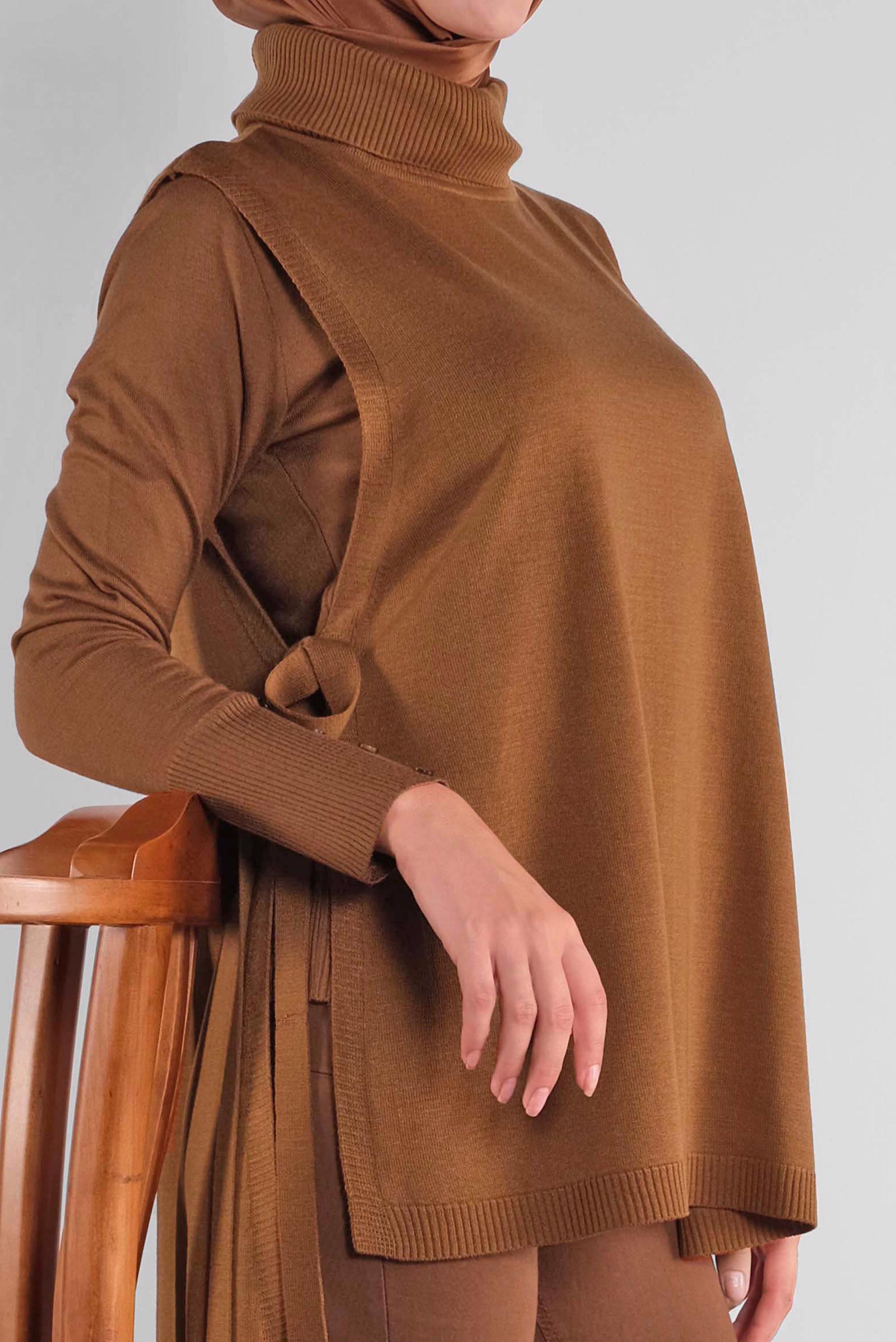 Hijab clothing YELLOW TIE-BORDER KNIT VEST 41073 