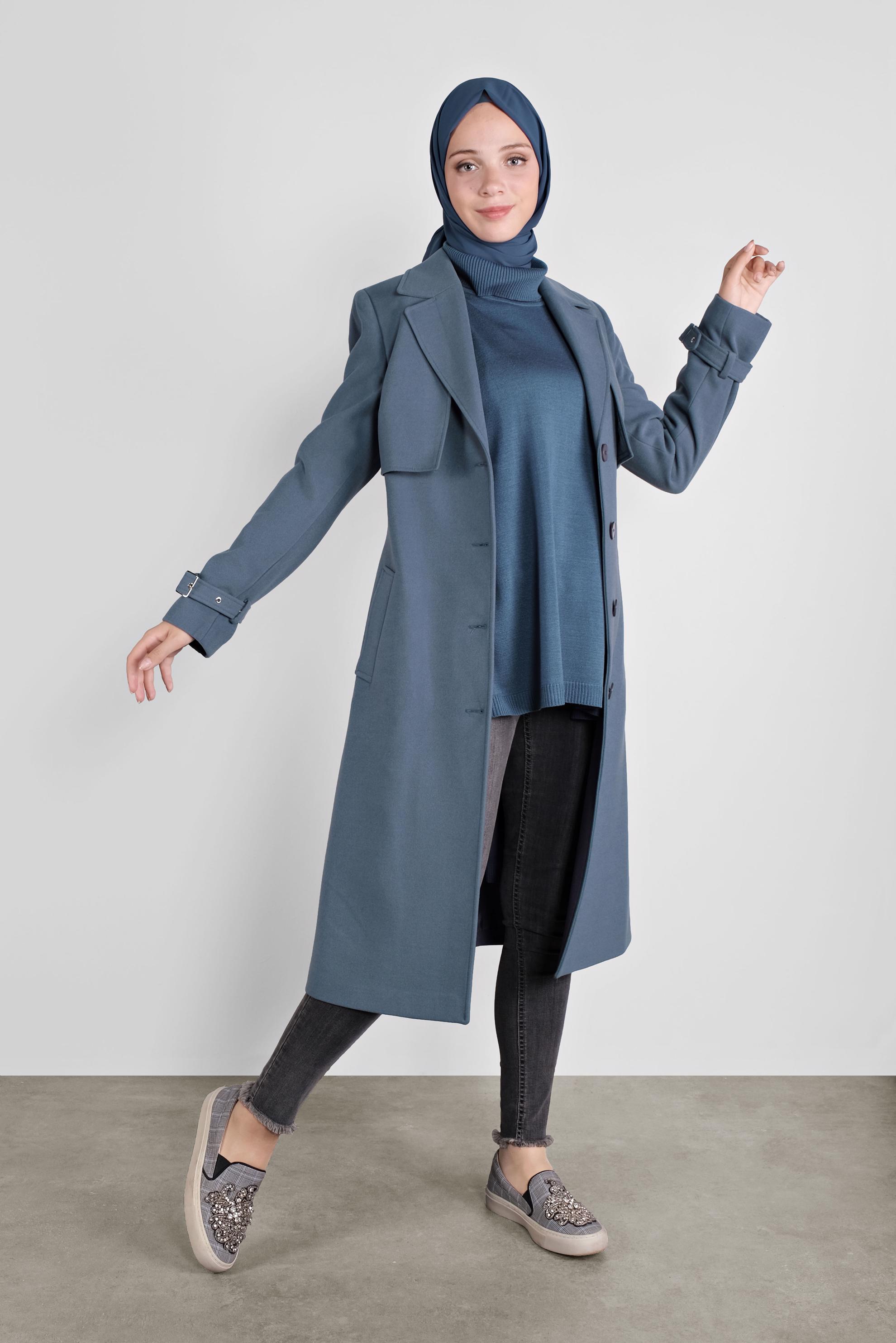 Vêtements hijab BLEU MARINE GILET EN MAILLE NOUÉ 41073 