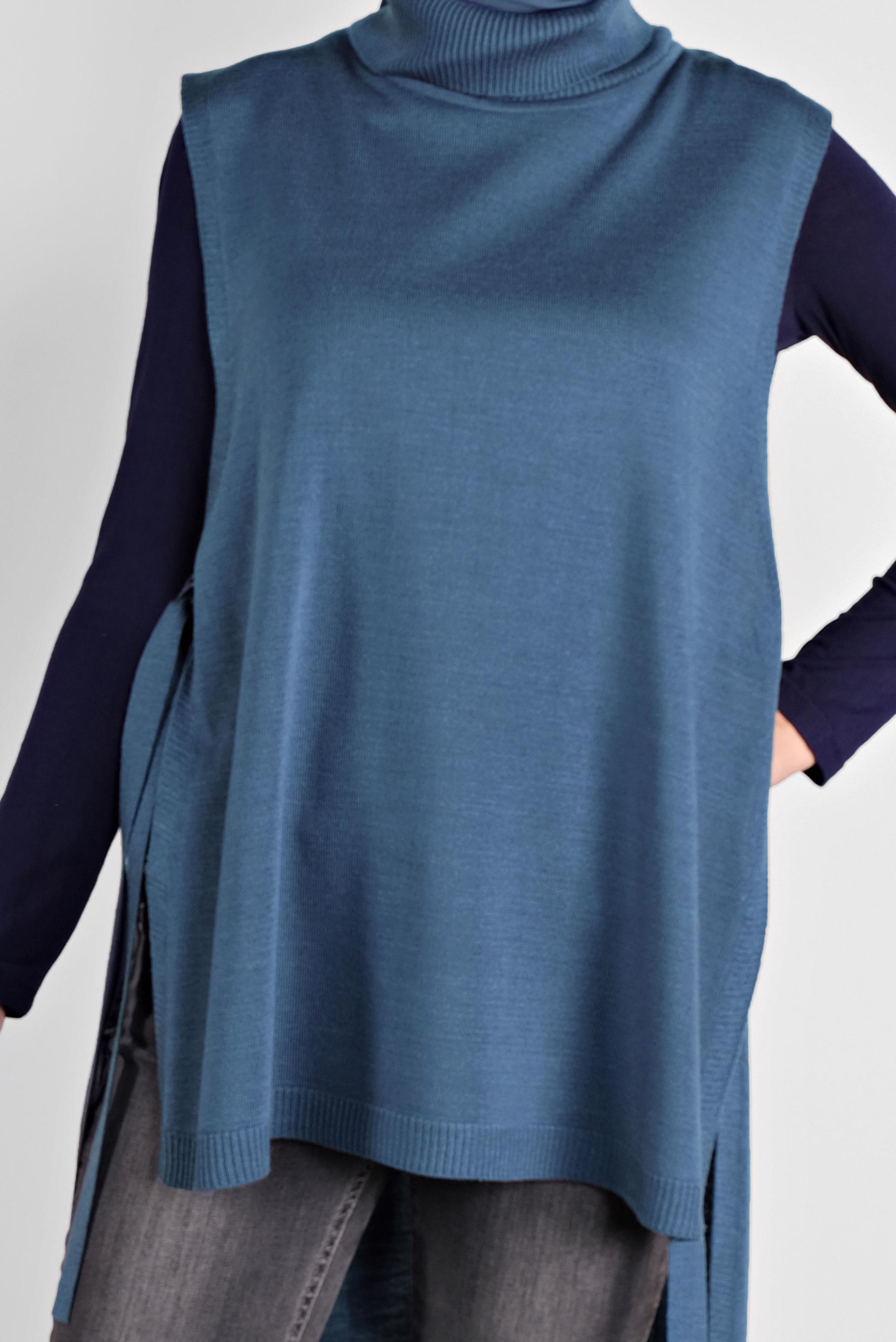 Vêtements hijab BLEU MARINE GILET EN MAILLE NOUÉ 41073 