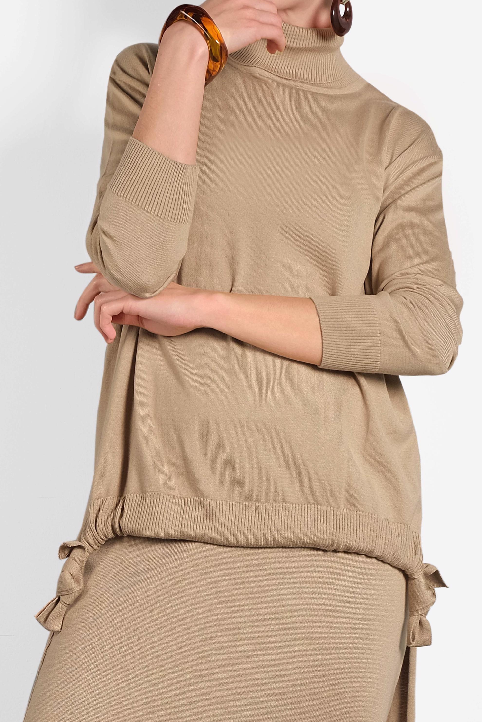 Hijab clothing BROWN SMOCKED KNIT SKIRT SUIT 40039 