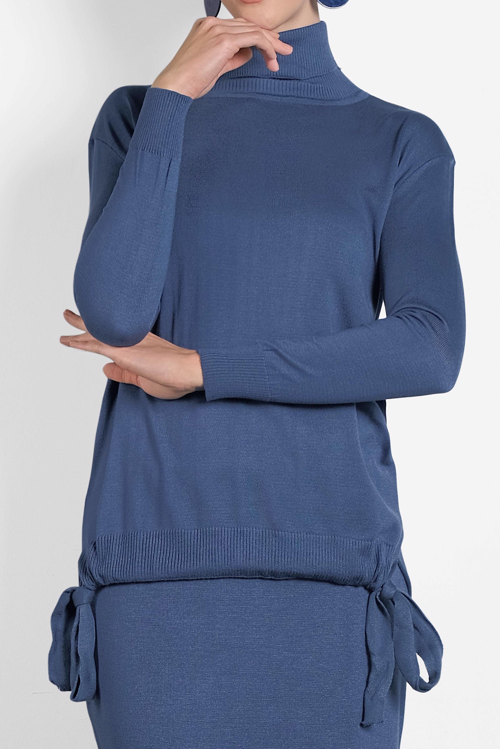 Tesettür giyim LACİVERT BÜZGÜLÜ TRİKO ETEKLİ TAKIM 40039