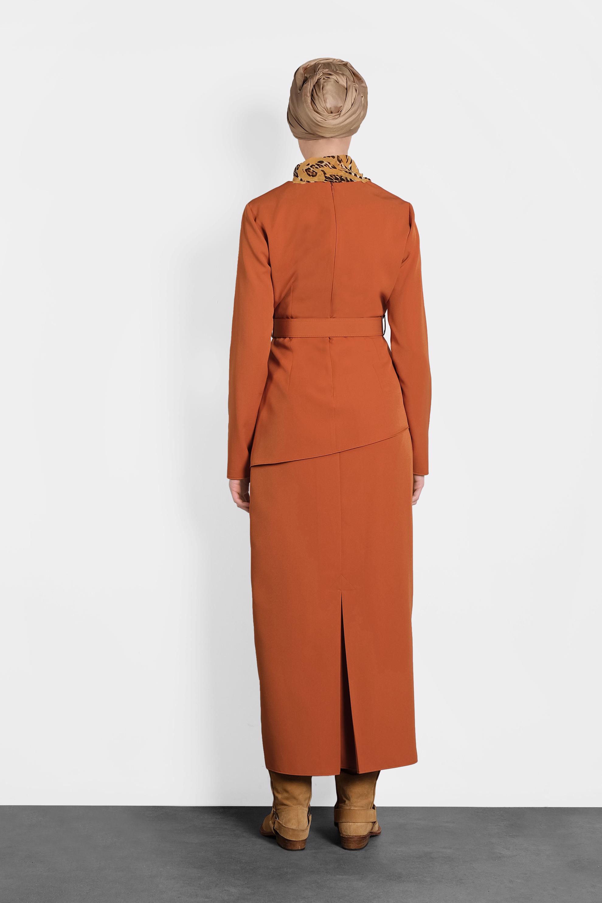 Hijab clothing ORANGE ASYMMETRIC CUT SKIRT SUIT 40206 